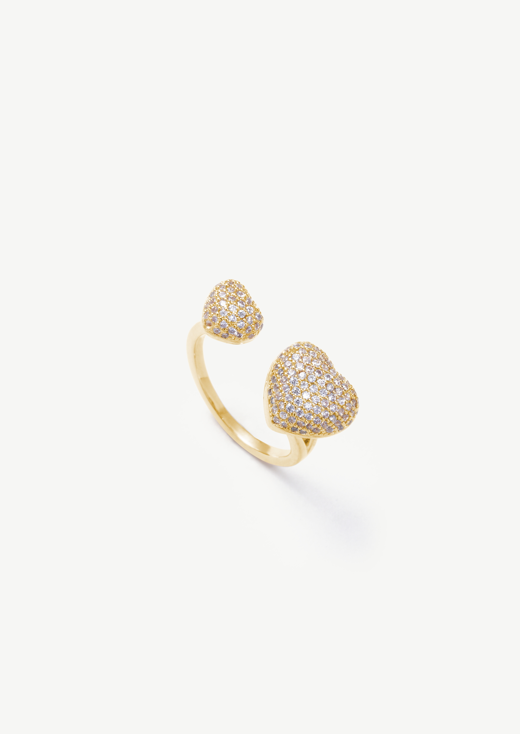 Double Heart Pave Ring