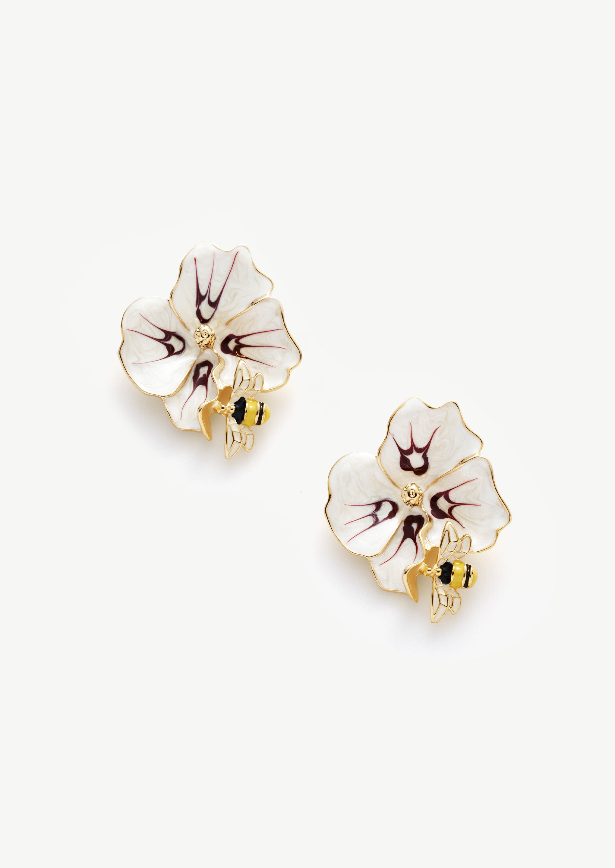 Floral Bee Enamel Earrings