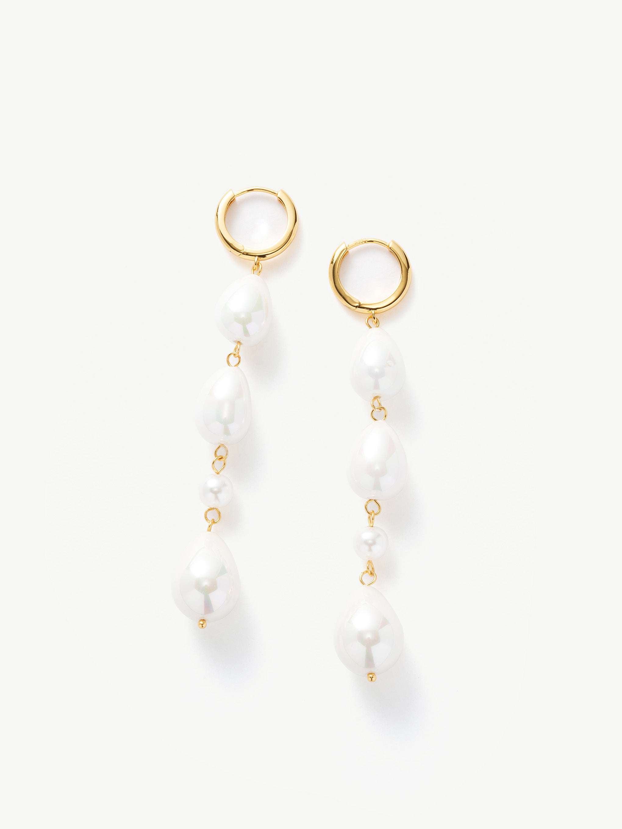 Pearl Drop Hoop Earrings