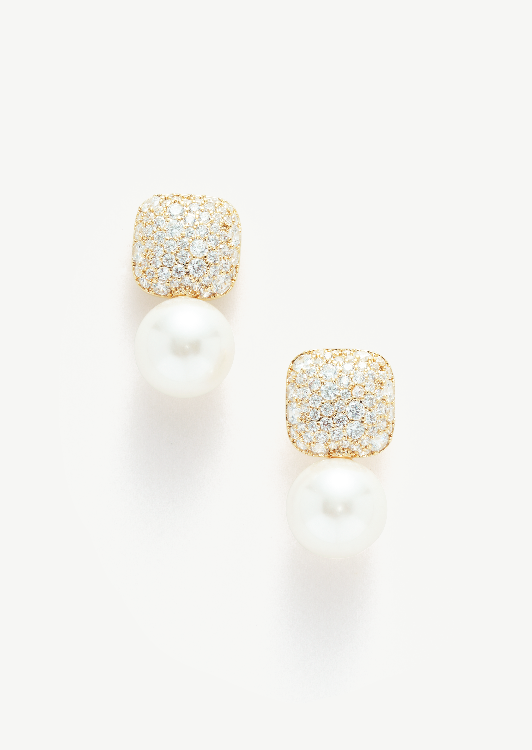 Pave Pearl Stud Earrings