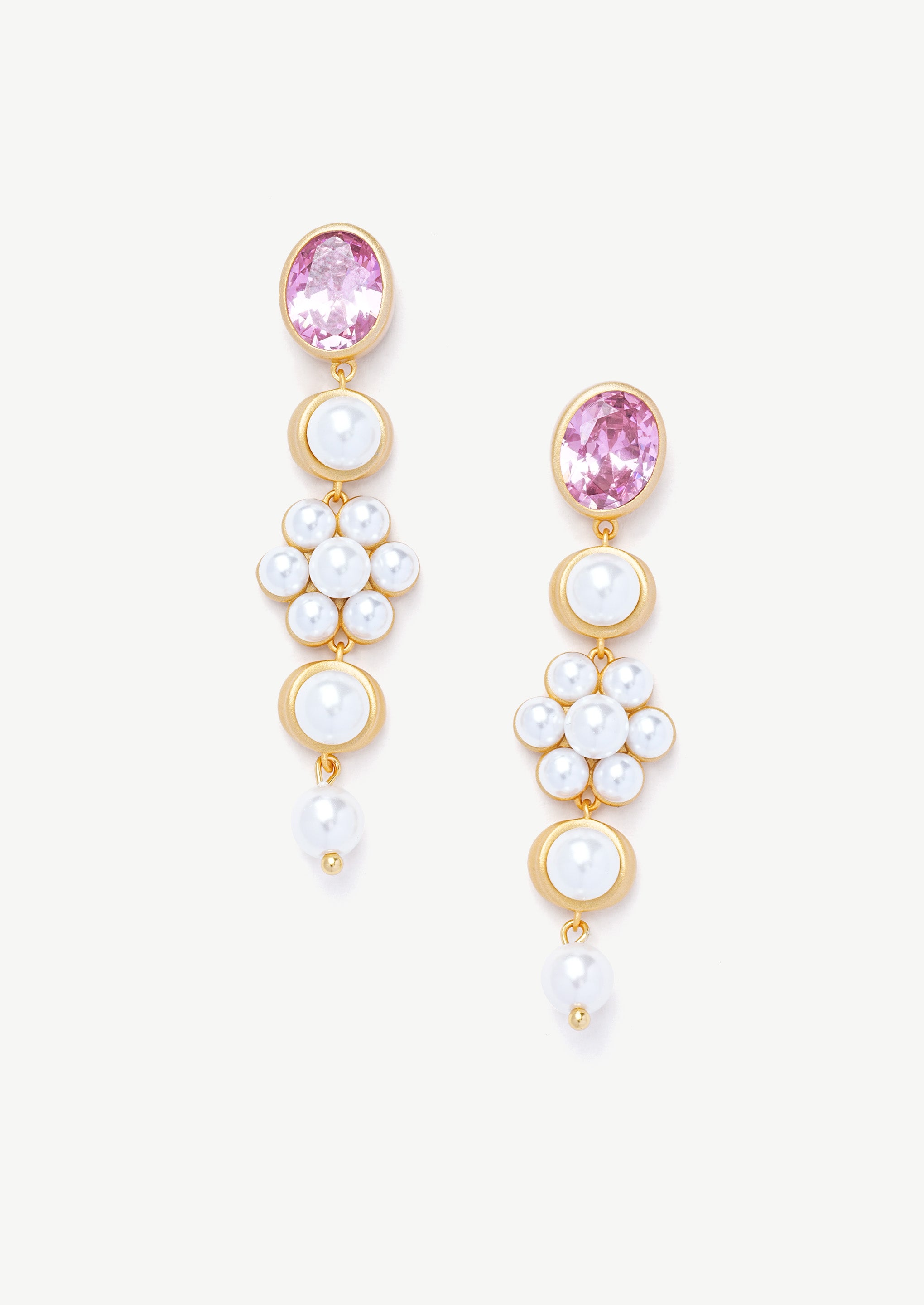 Flower Pearl Gemstone Earrings