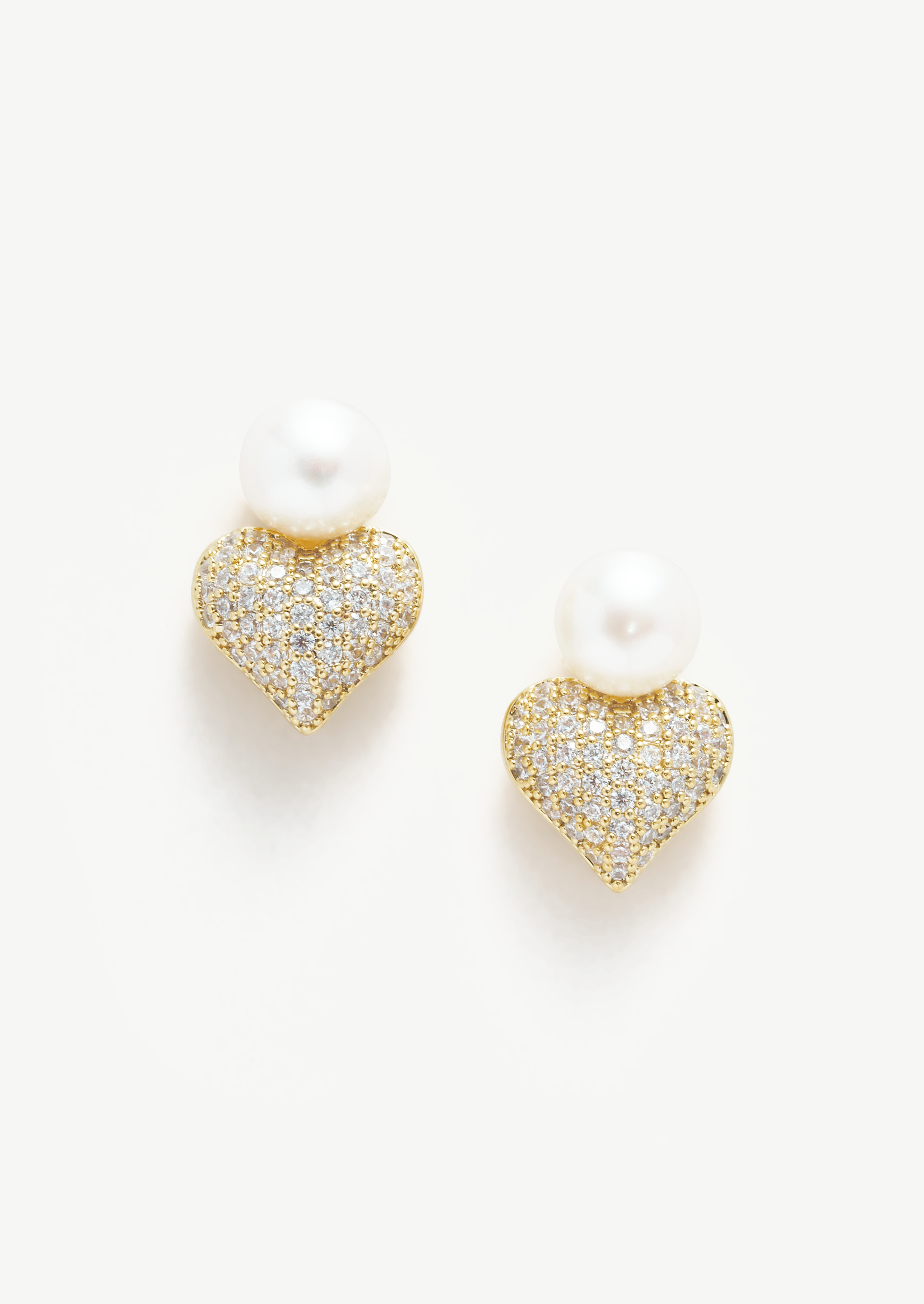 Pearl Heart Stud Earrings