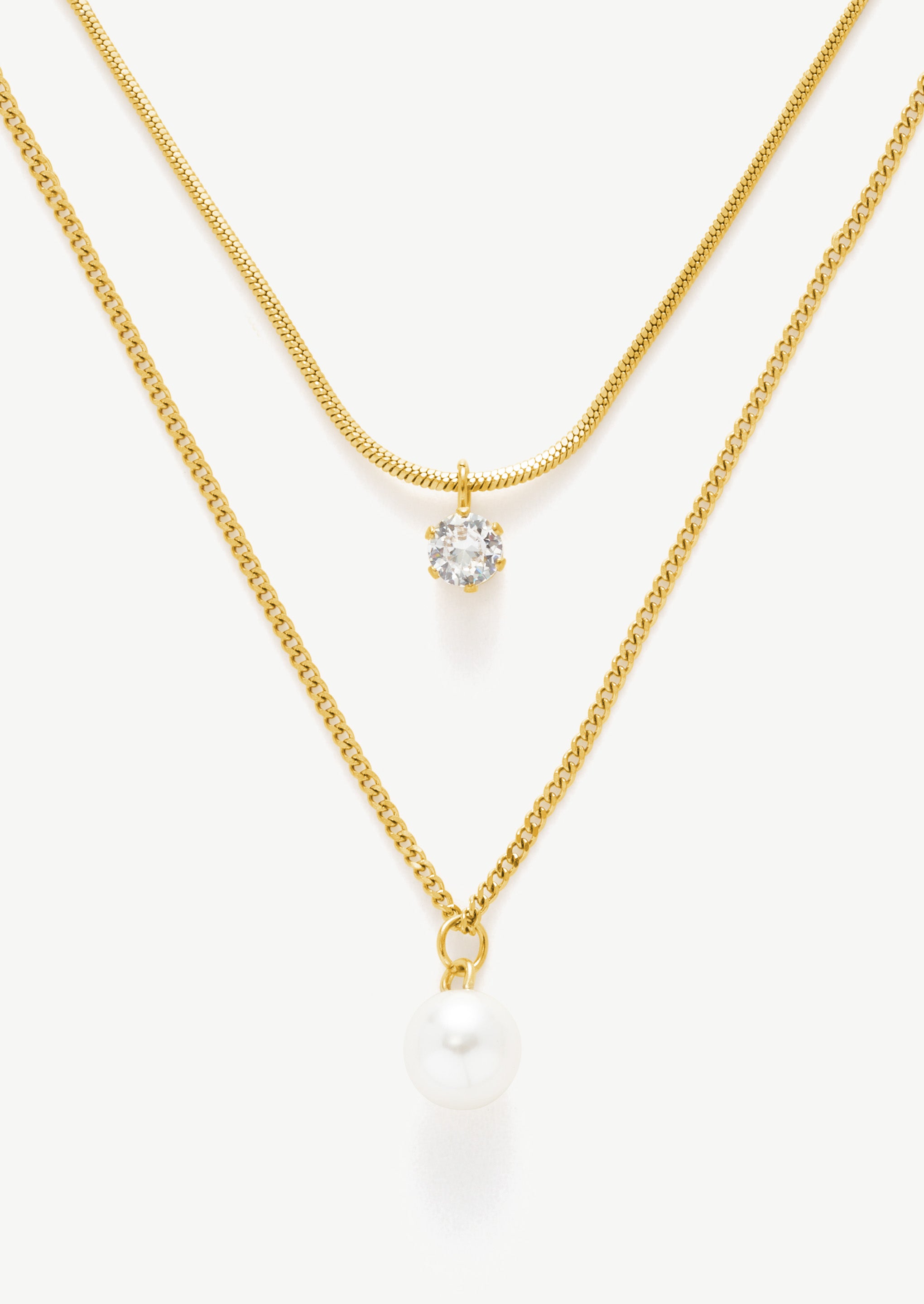 Gemstone Pearl Layer Necklace