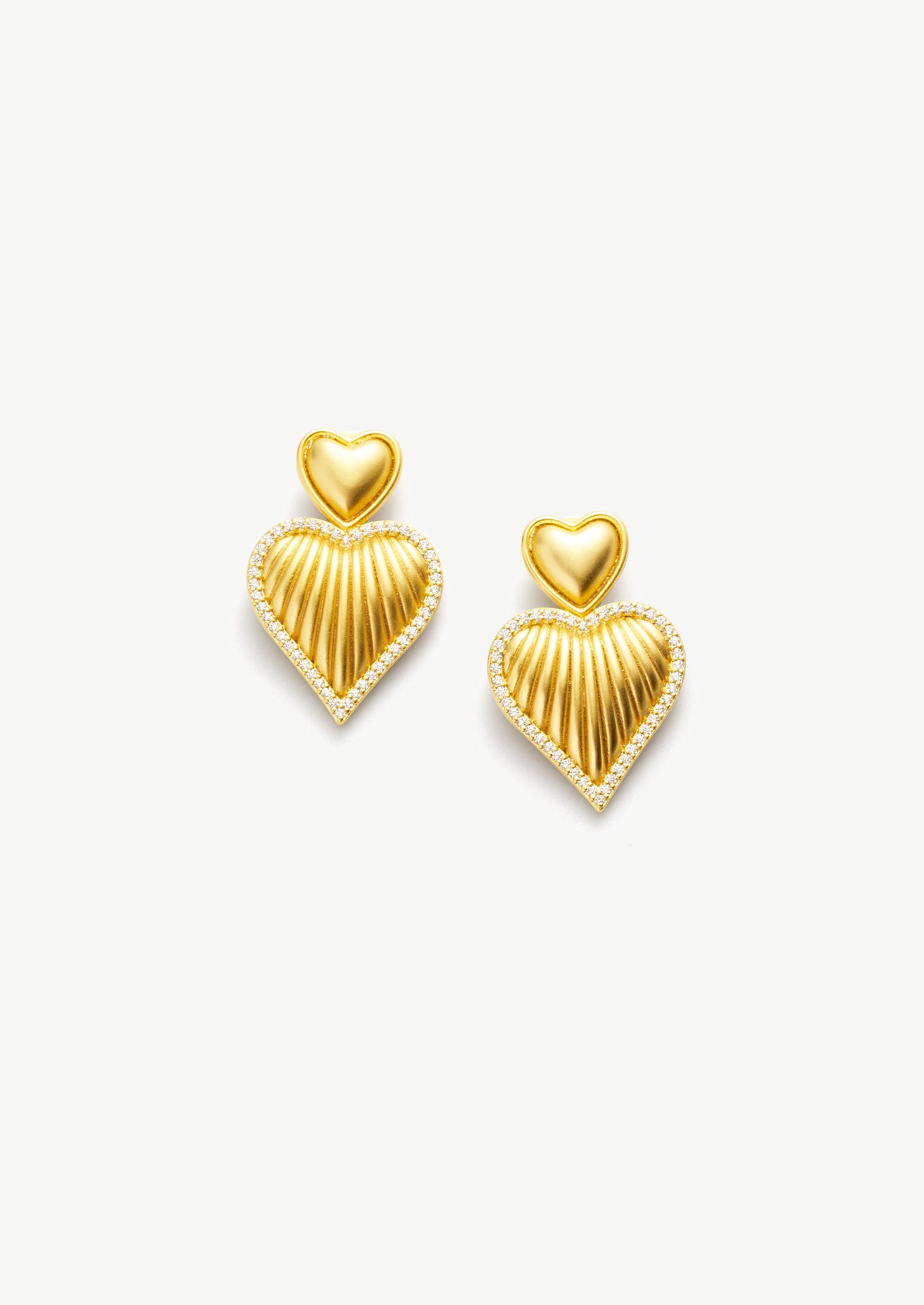 Ridge Heart Stud Earrings