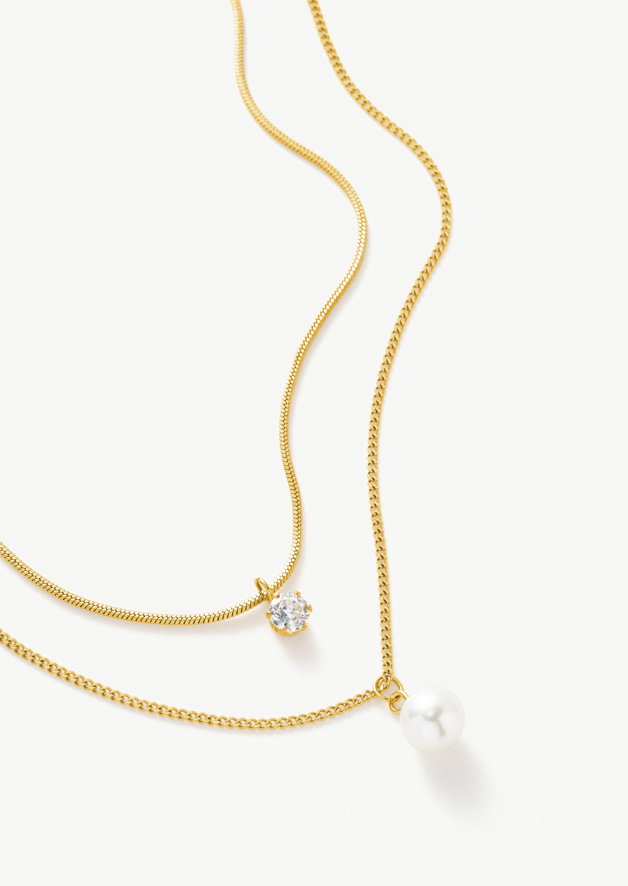 Gemstone Pearl Layer Necklace