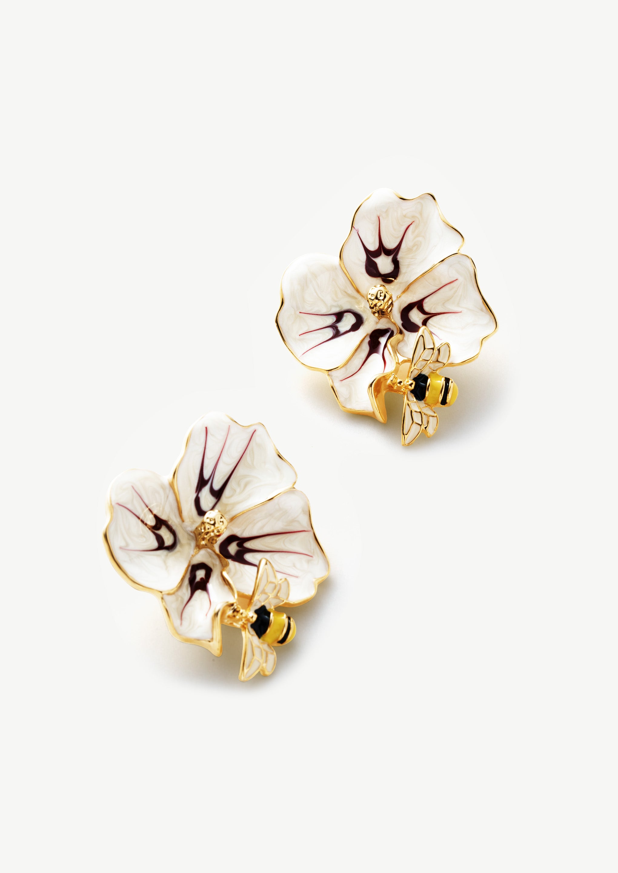 Floral Bee Enamel Earrings