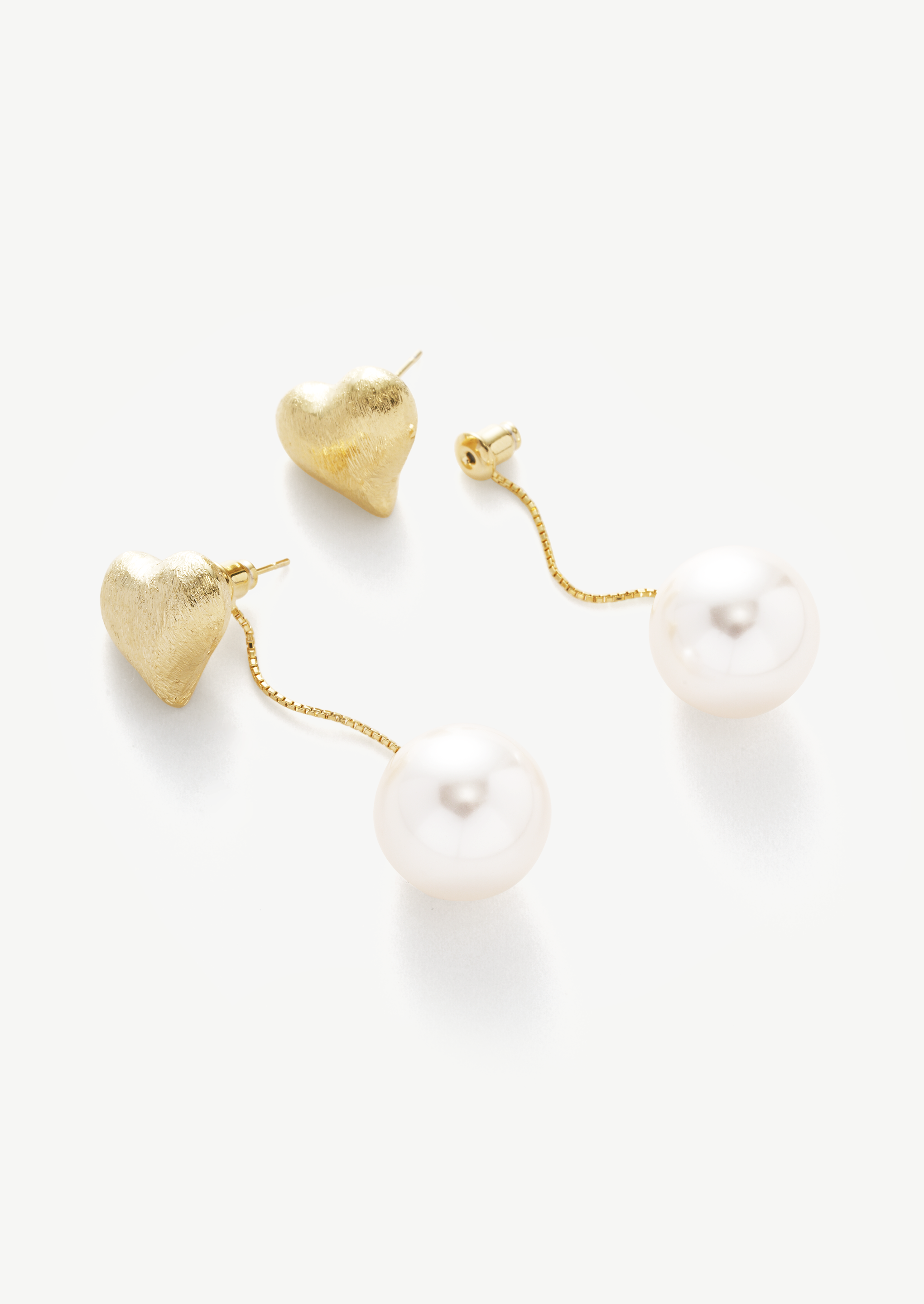 Heart Pearl Dangle Earrings