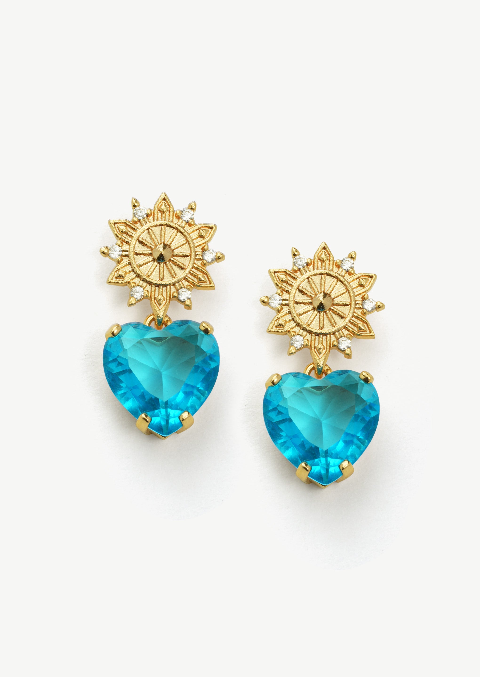 Sunburst Heart Drop Earrings
