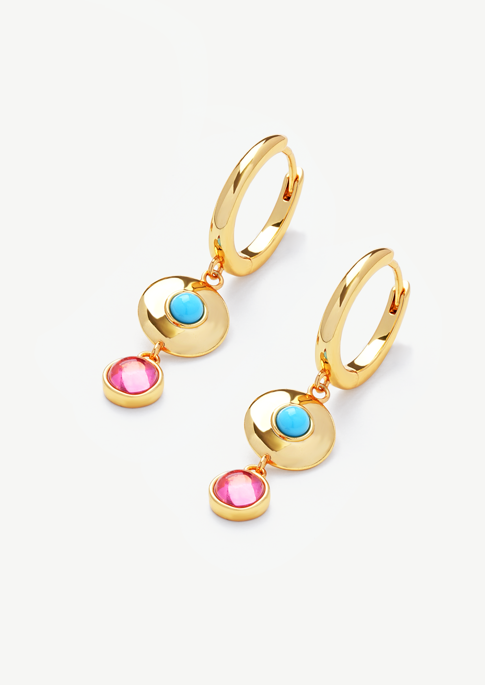 Beaded Drop Hoop Earrings