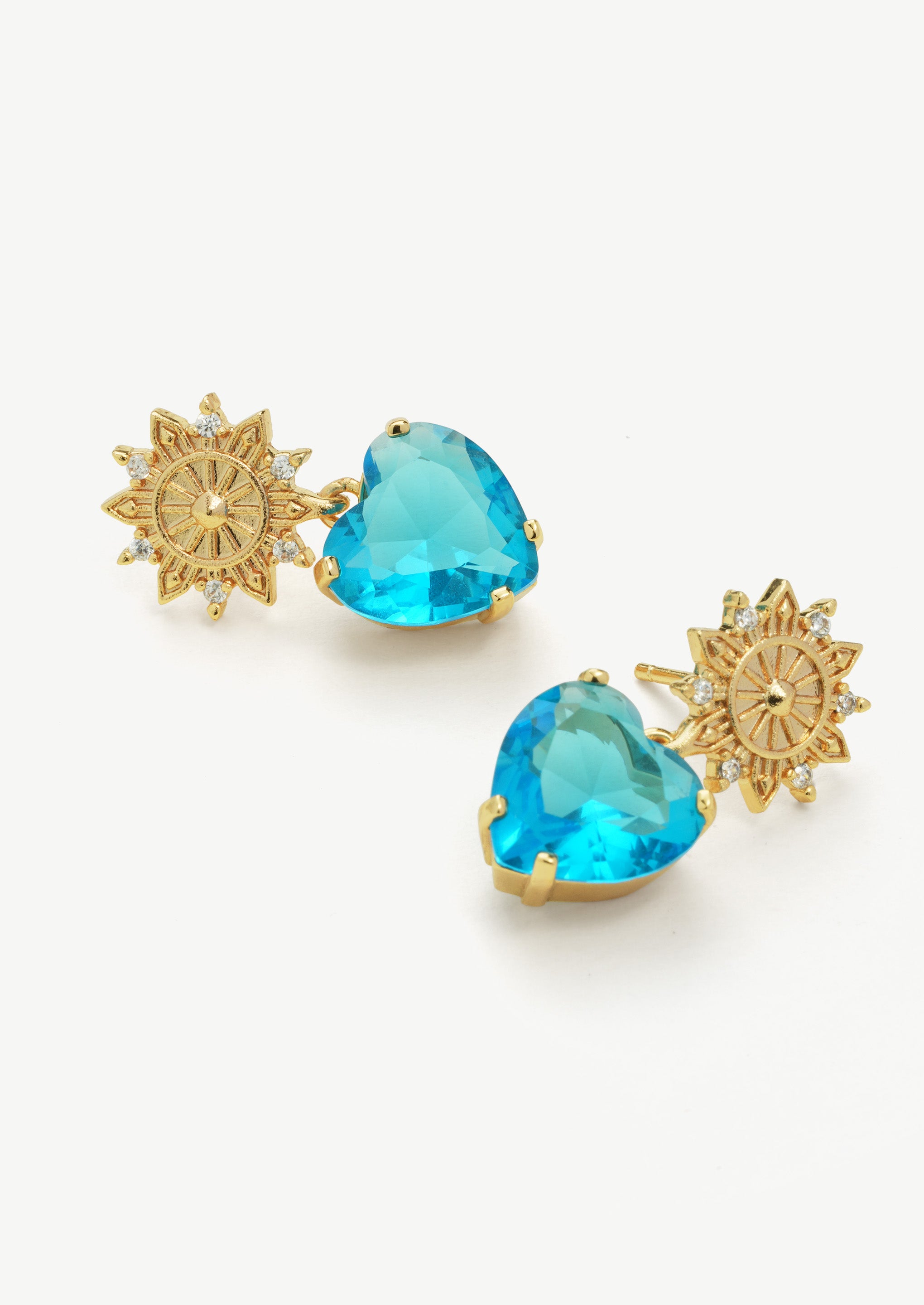 Sunburst Heart Drop Earrings