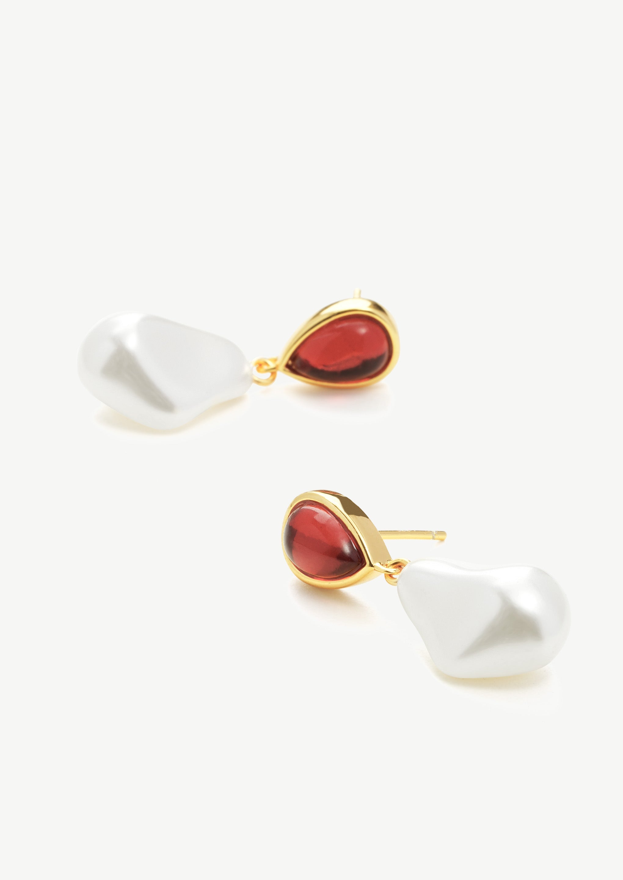 Gemstone Pearl Drop Earrings