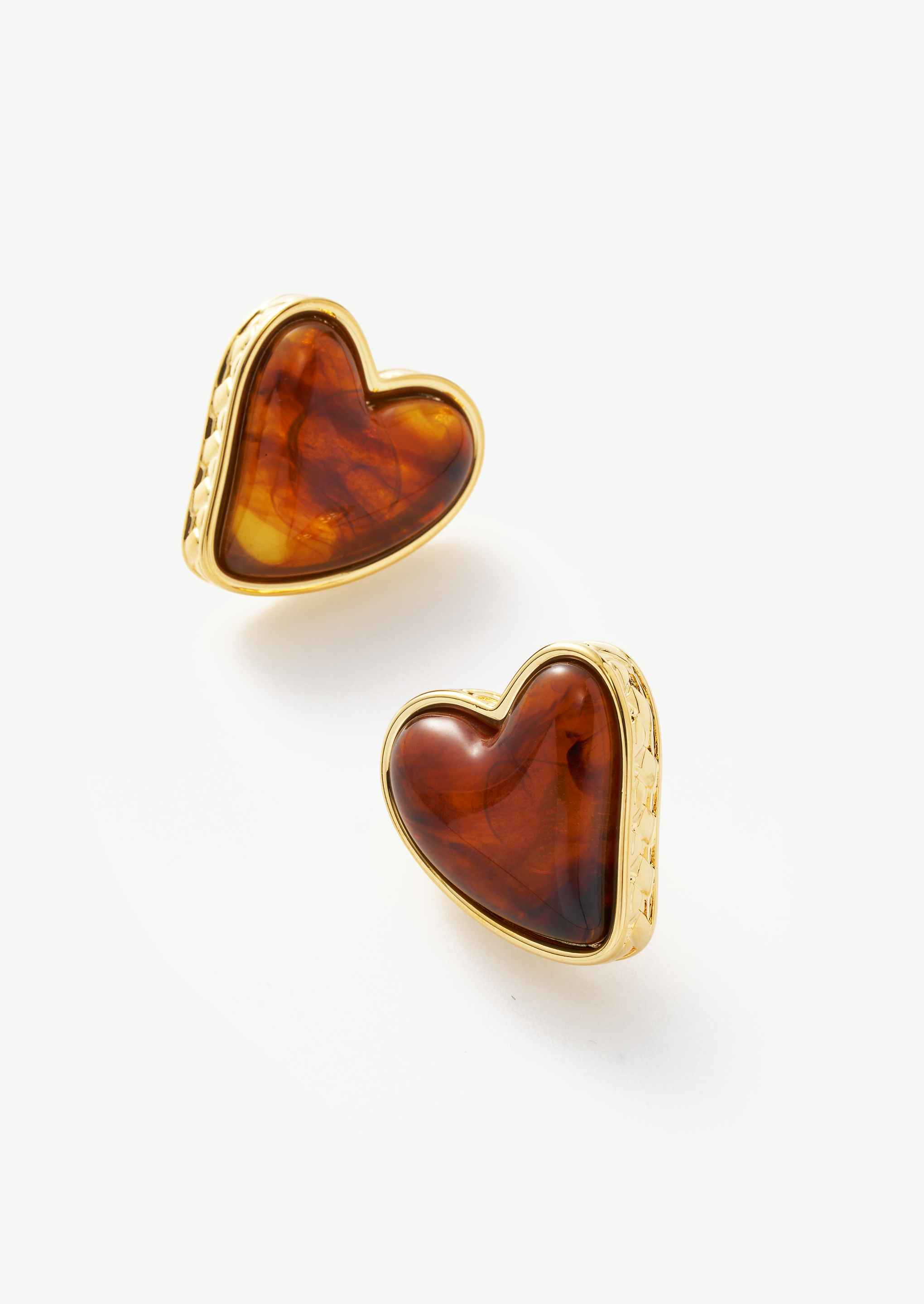 Amber Heart Stud Earrings