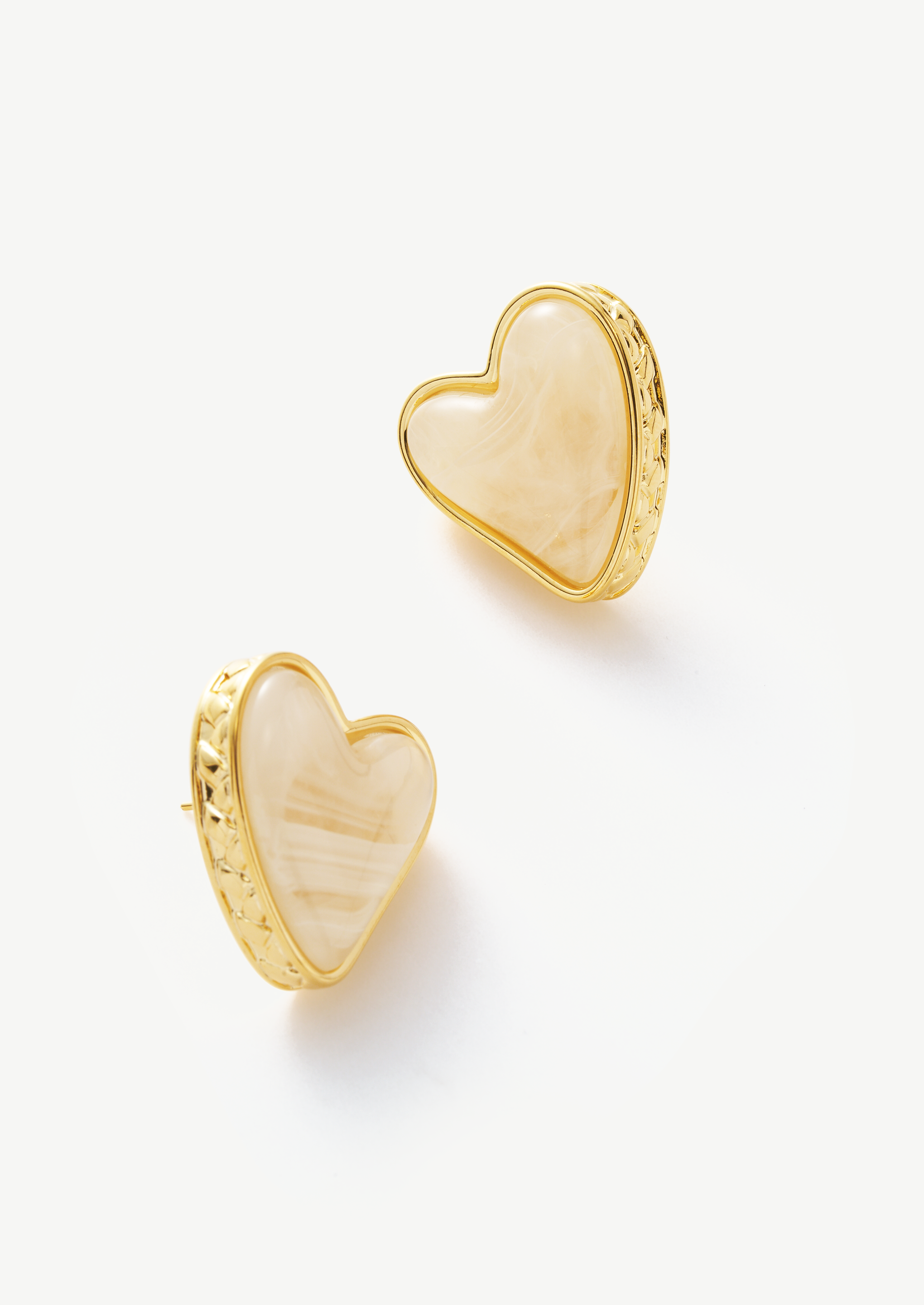 Amber Heart Stud Earrings