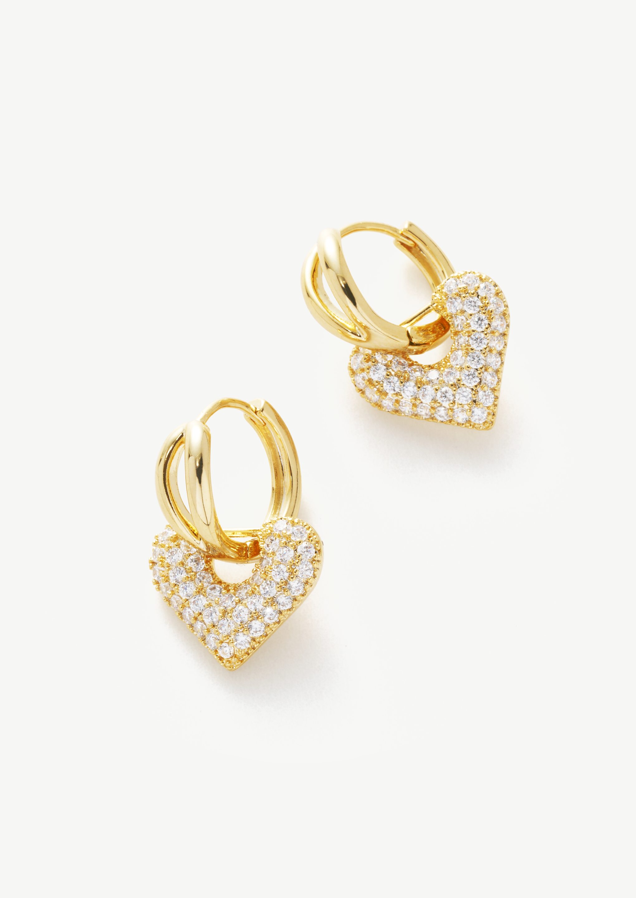 Pave Heart Hoop Earrings