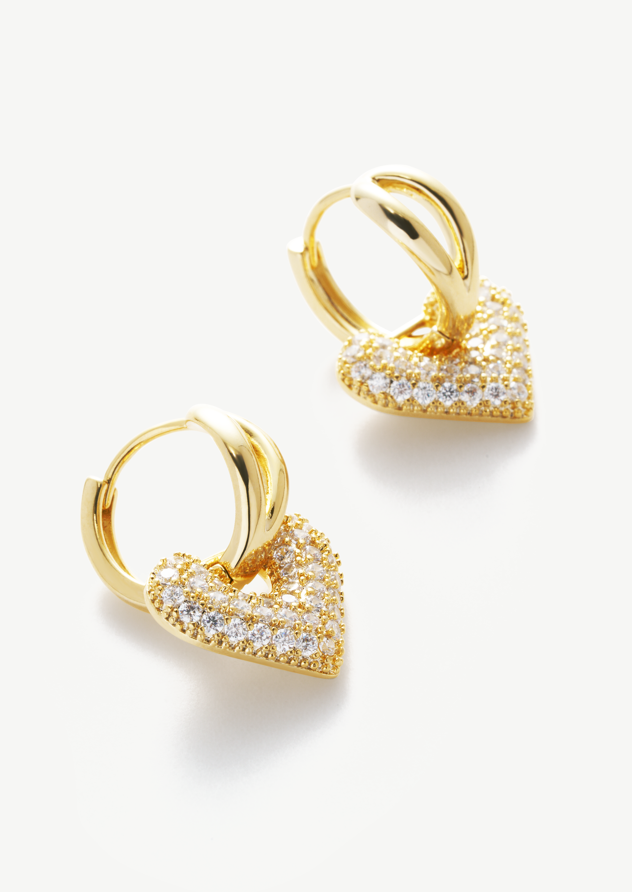 Pave Heart Hoop Earrings