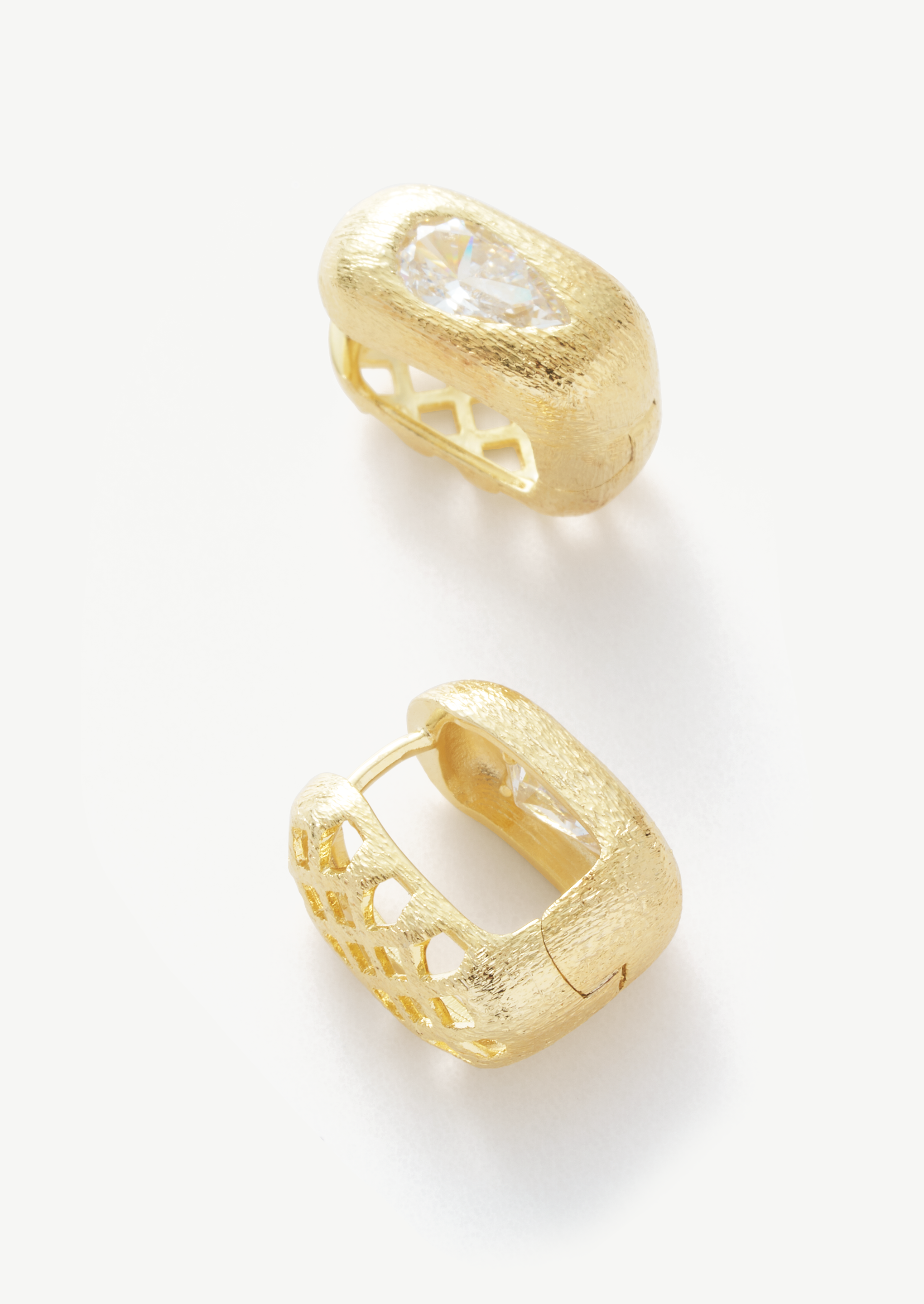 Textured Gemstone Hoop Earrings