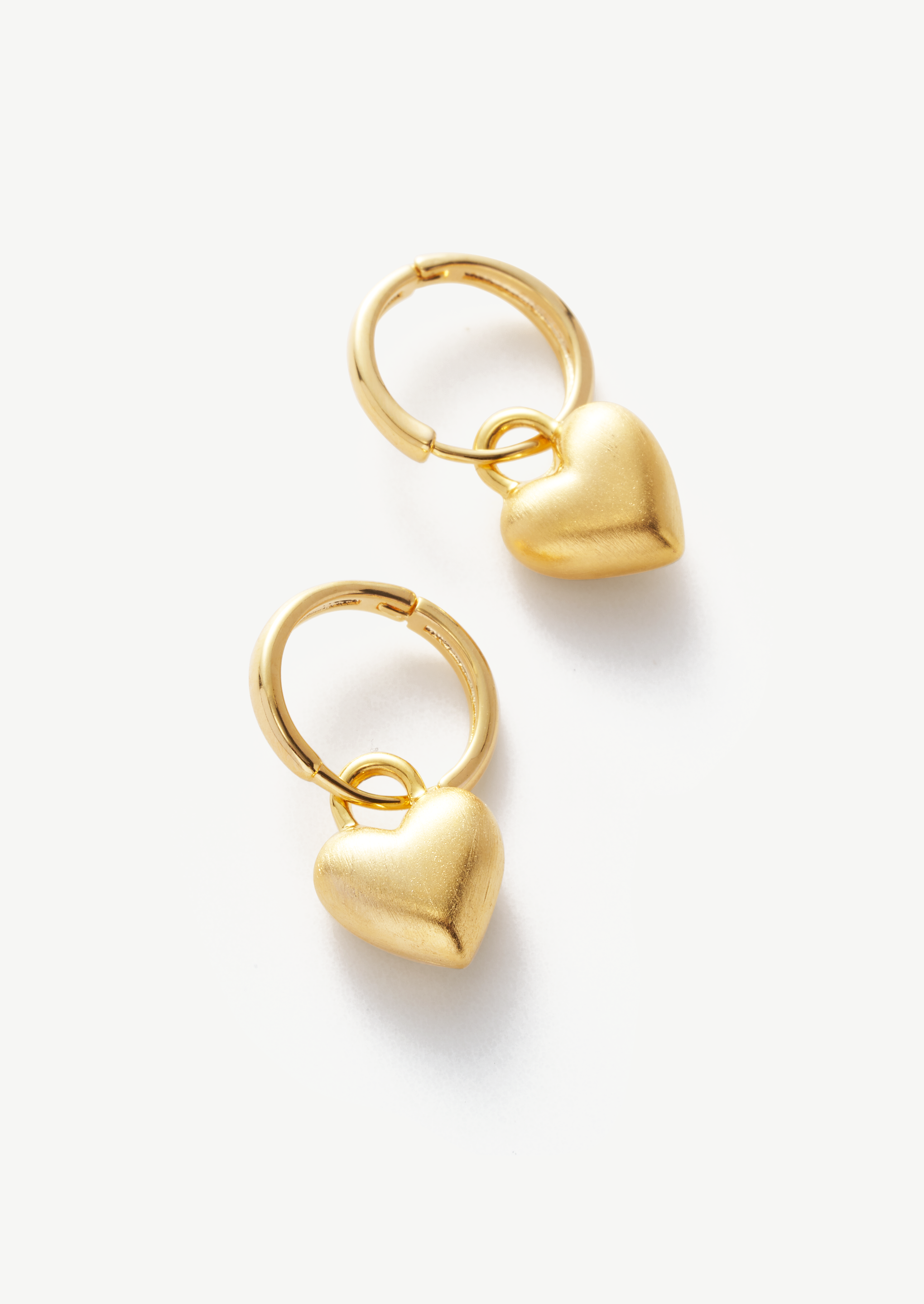 Dainty Heart Charm Hoop Earrings