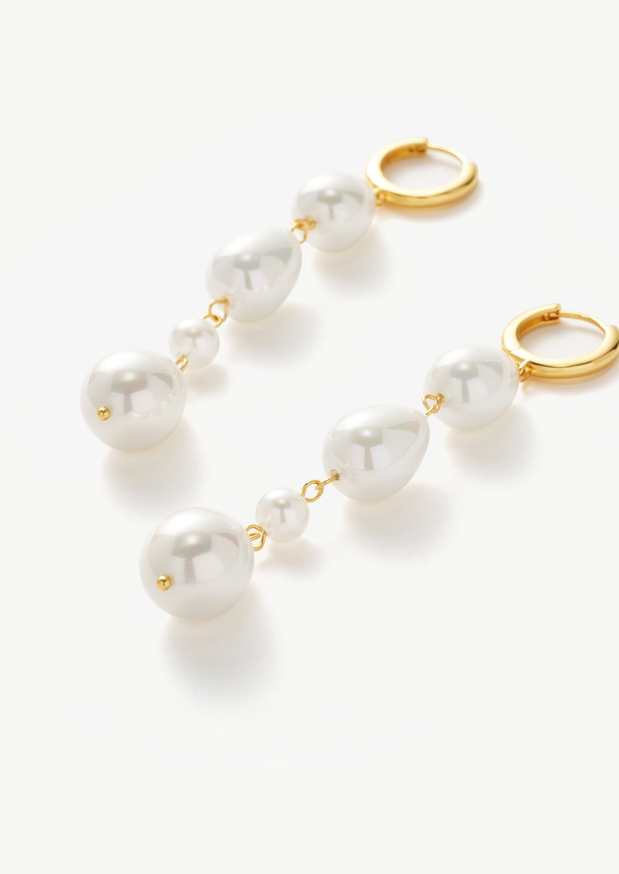Pearl Drop Hoop Earrings