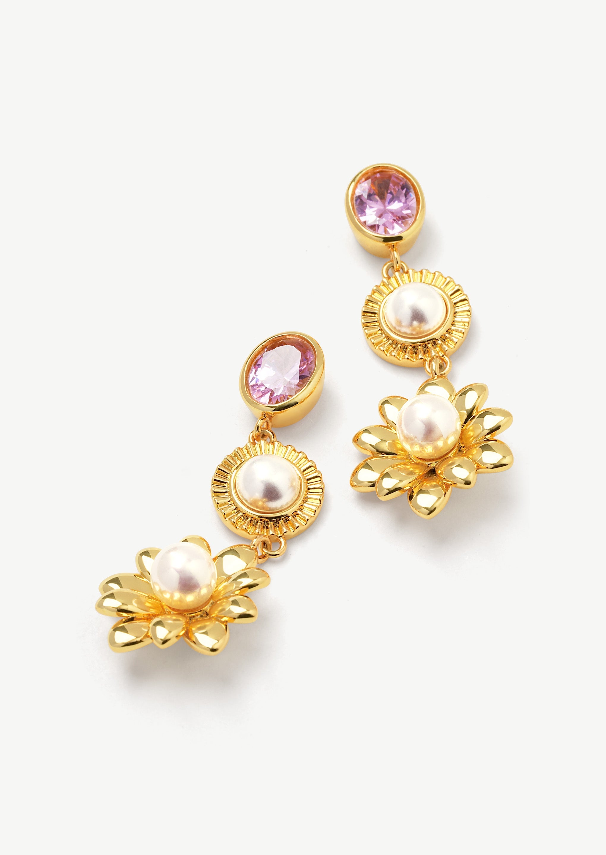 Floral Pearl Drop Earrings