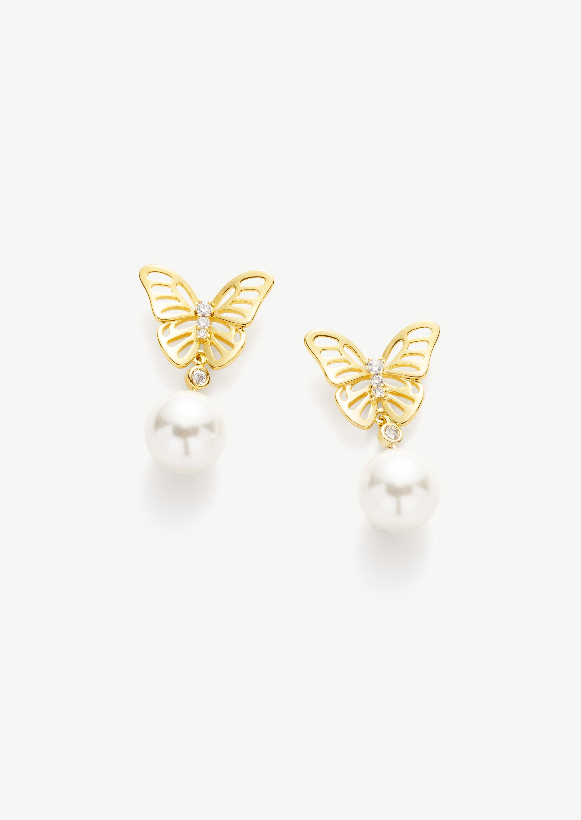Butterfly Pearl Stud Earrings