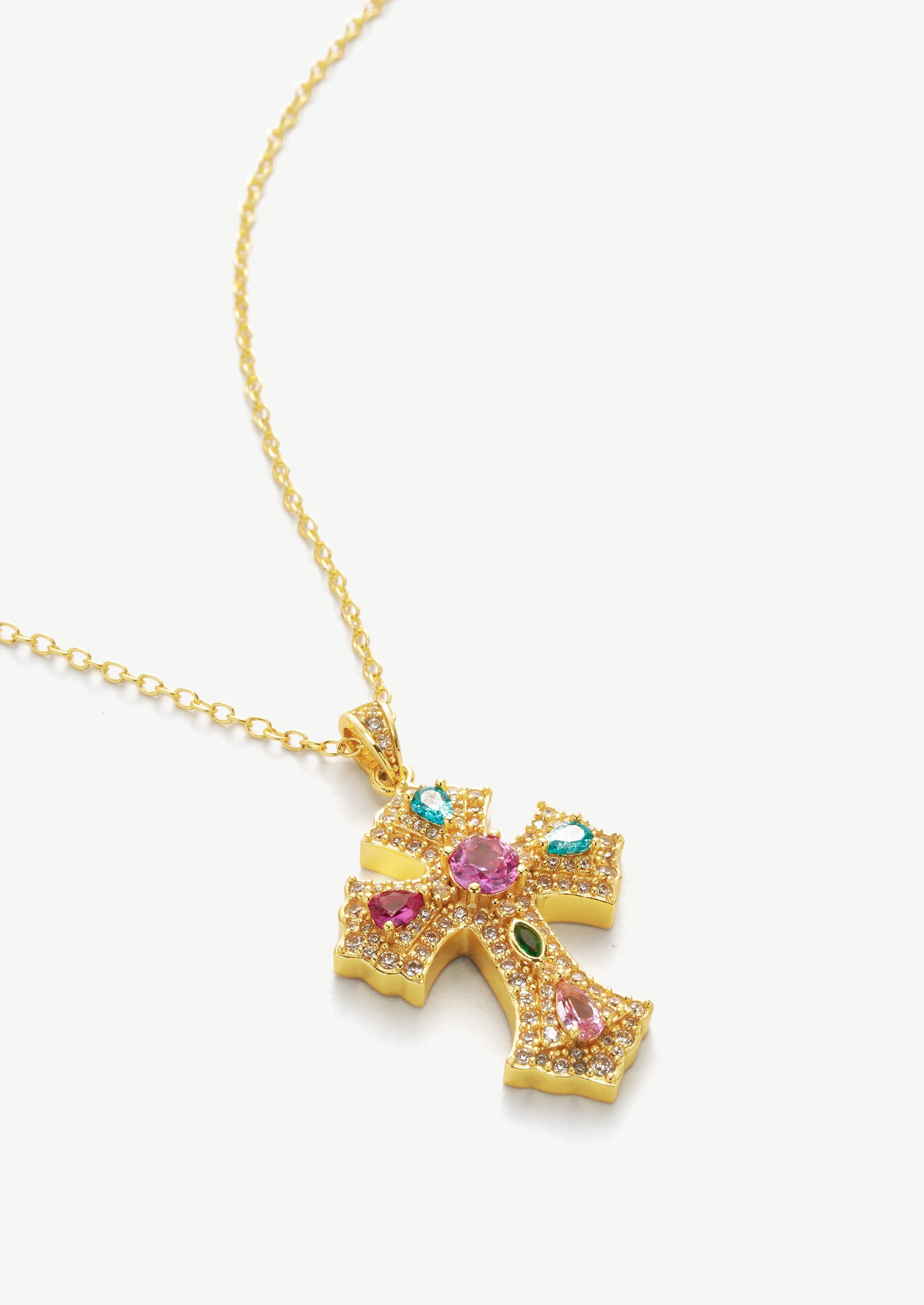 Gemstone Cross Pendant Necklace