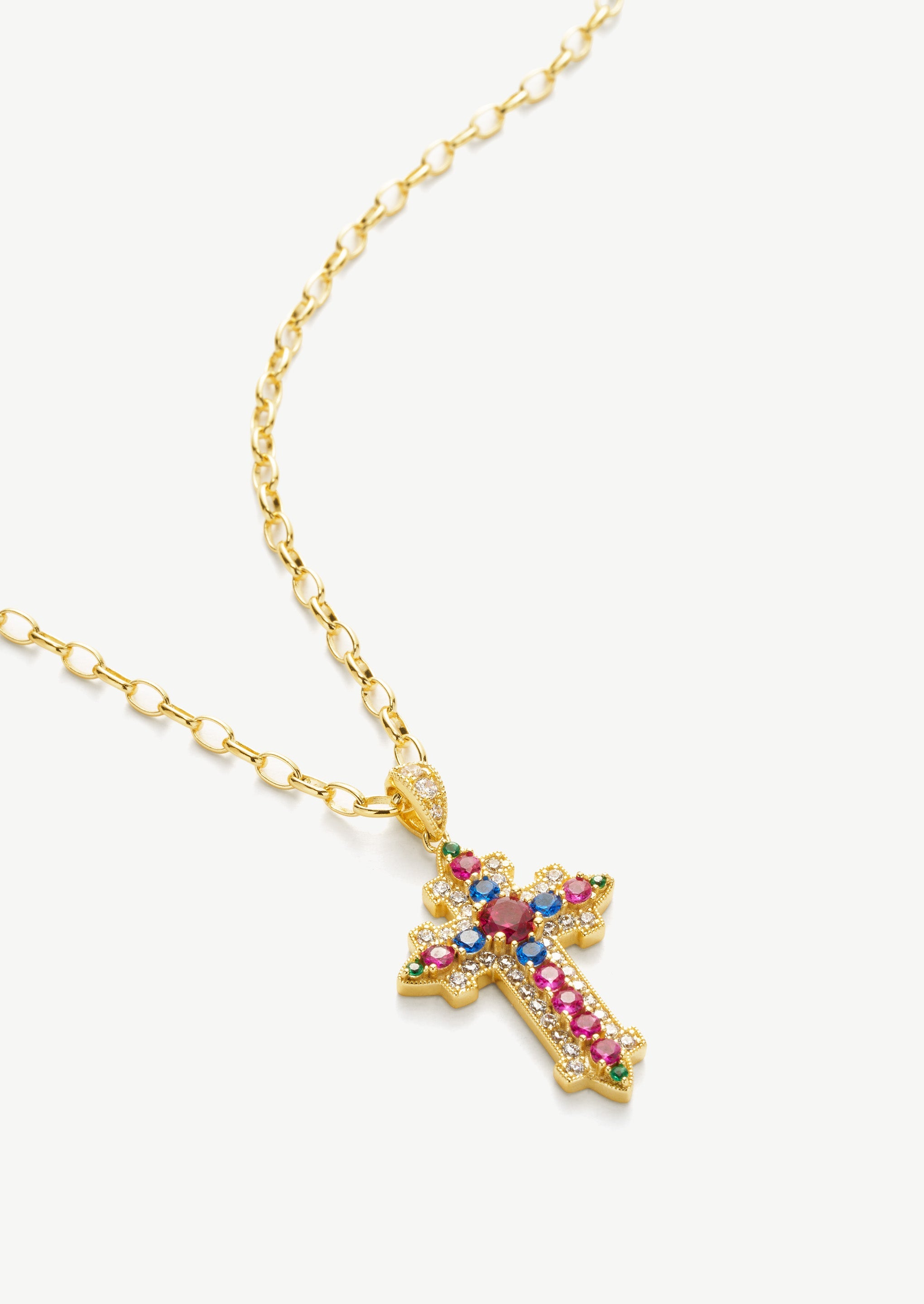 Iridescent Cross Pendant Necklace