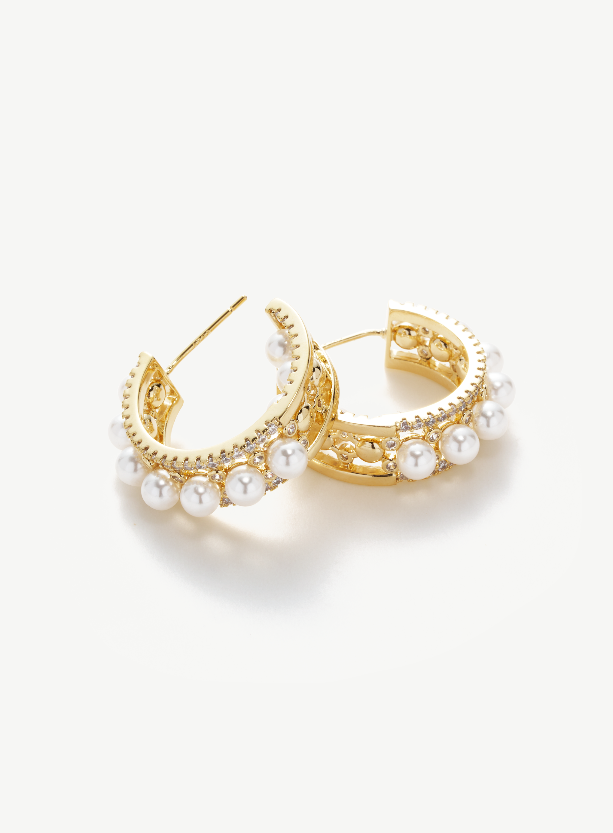 Cabochon Pearl Hoop Earrings