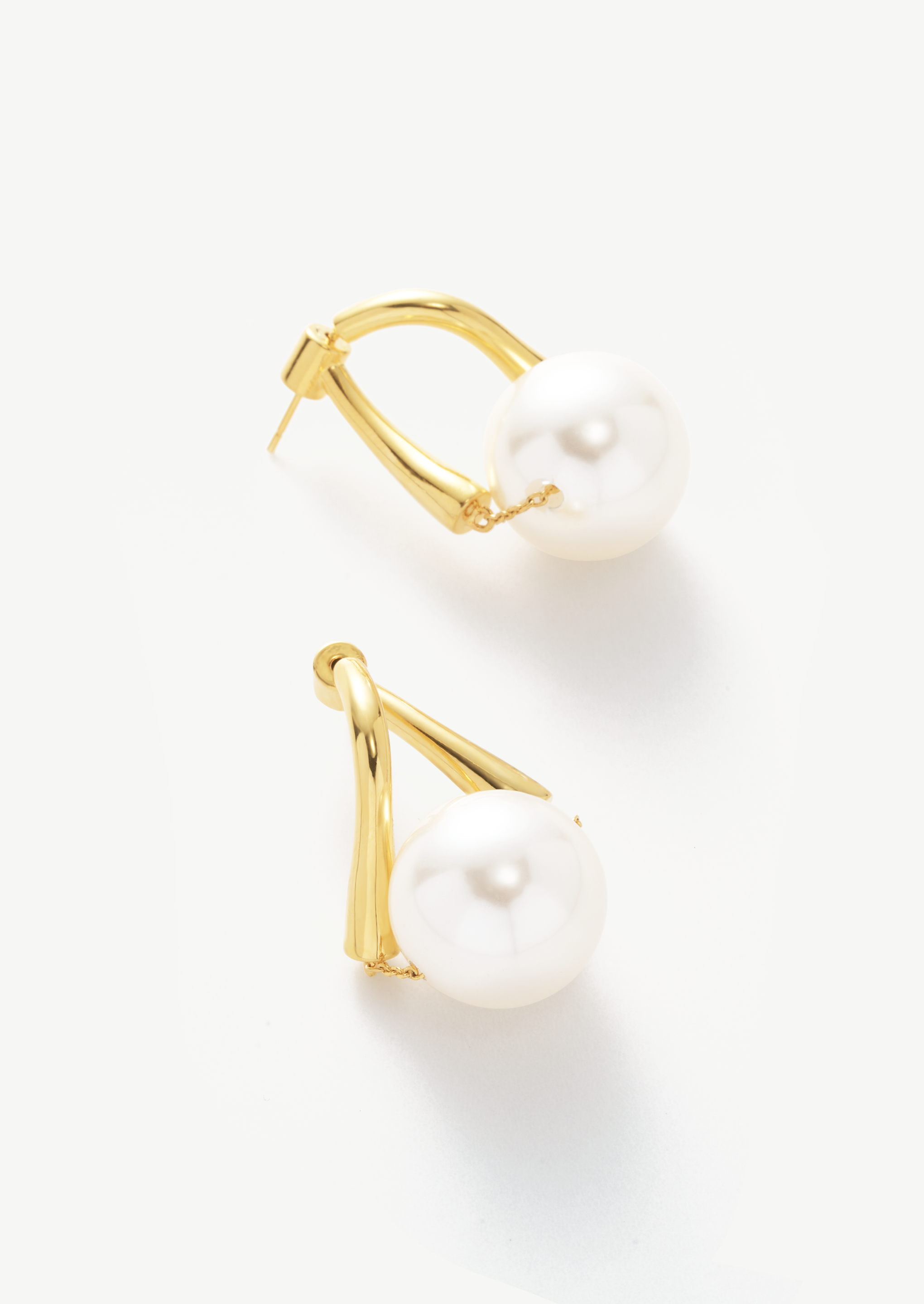 Geometric Pearl Drop Earrings