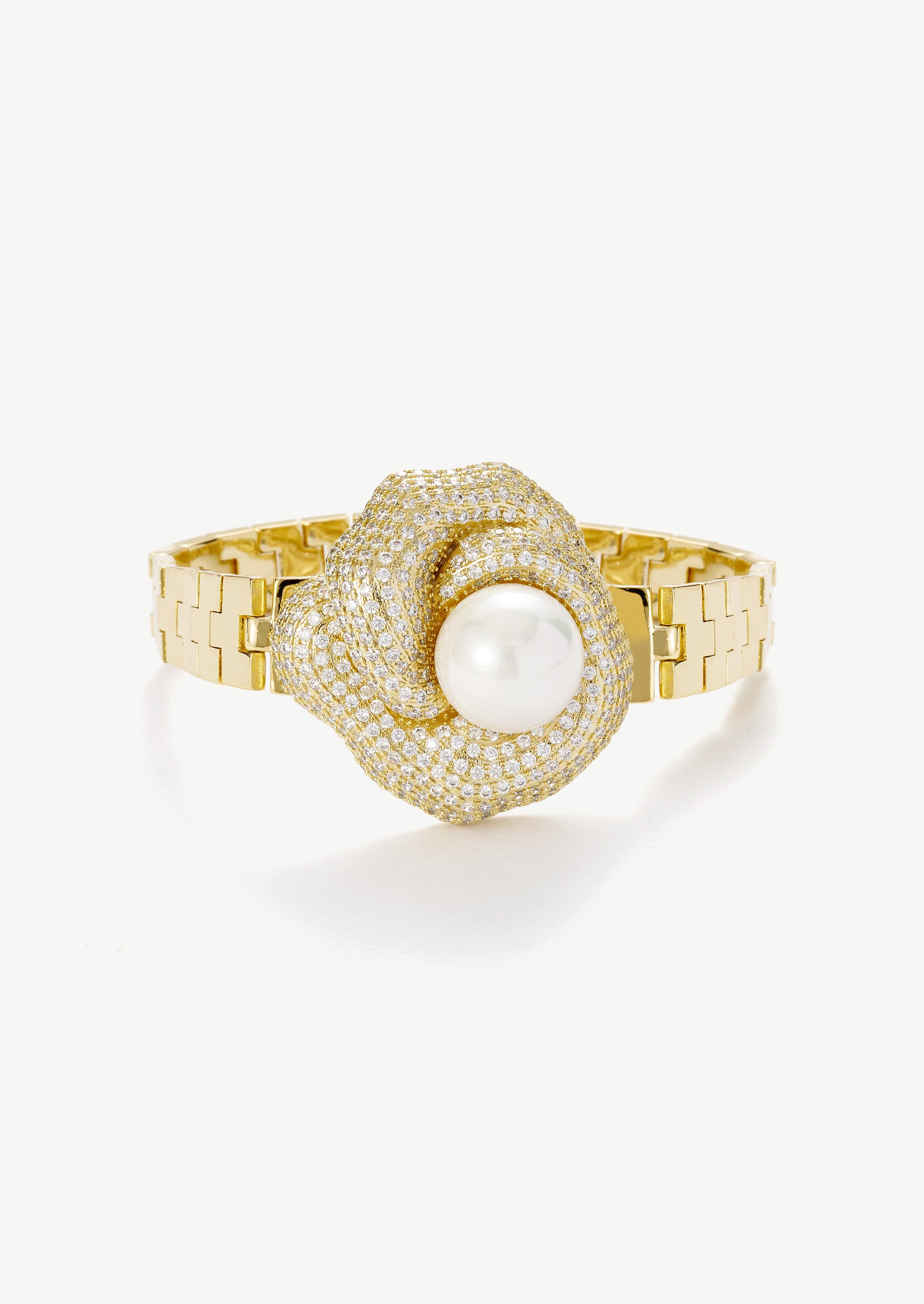 Pearl Flower Wide Bracelet