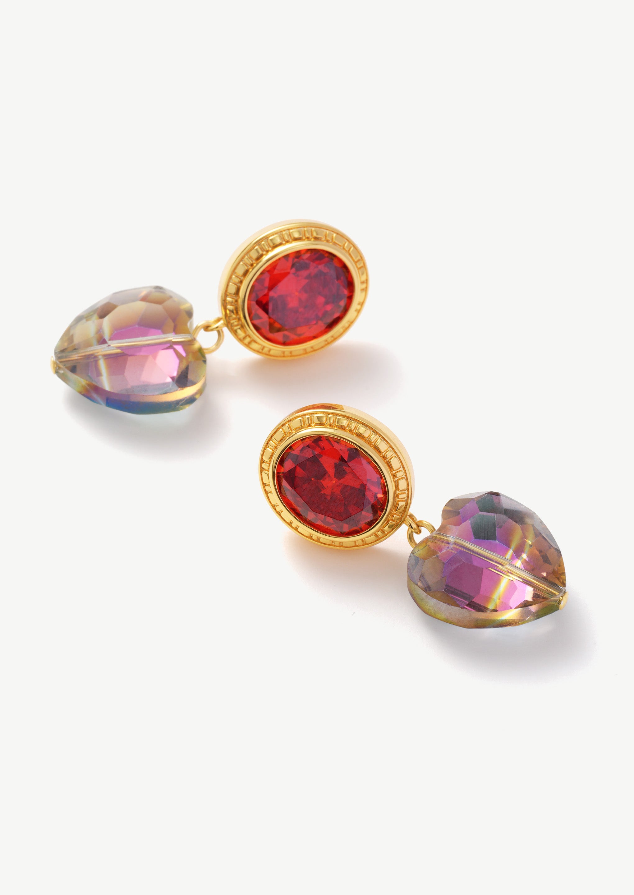 Oval Heart Drop Earrings