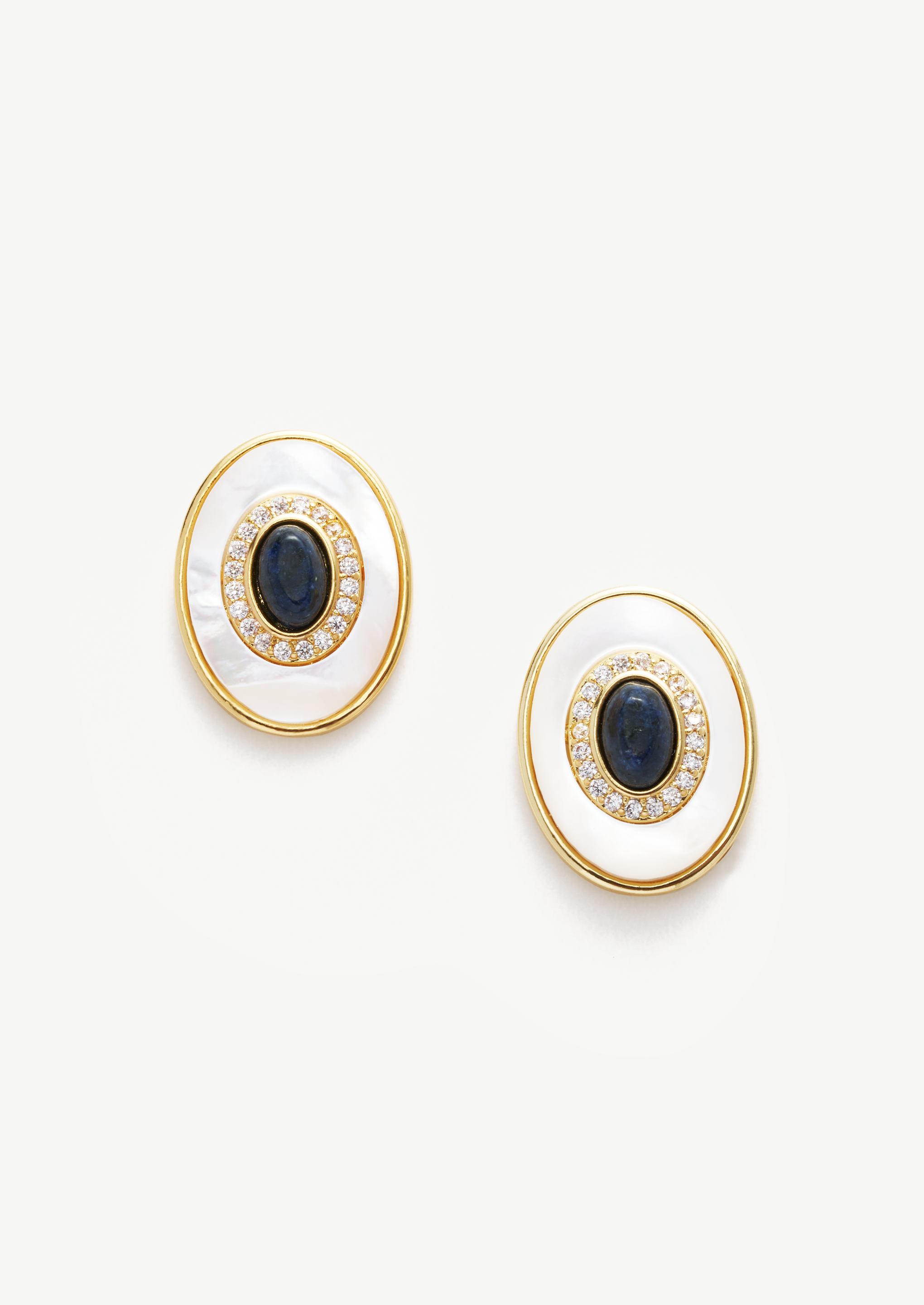Oval Gemstone Stud Earrings