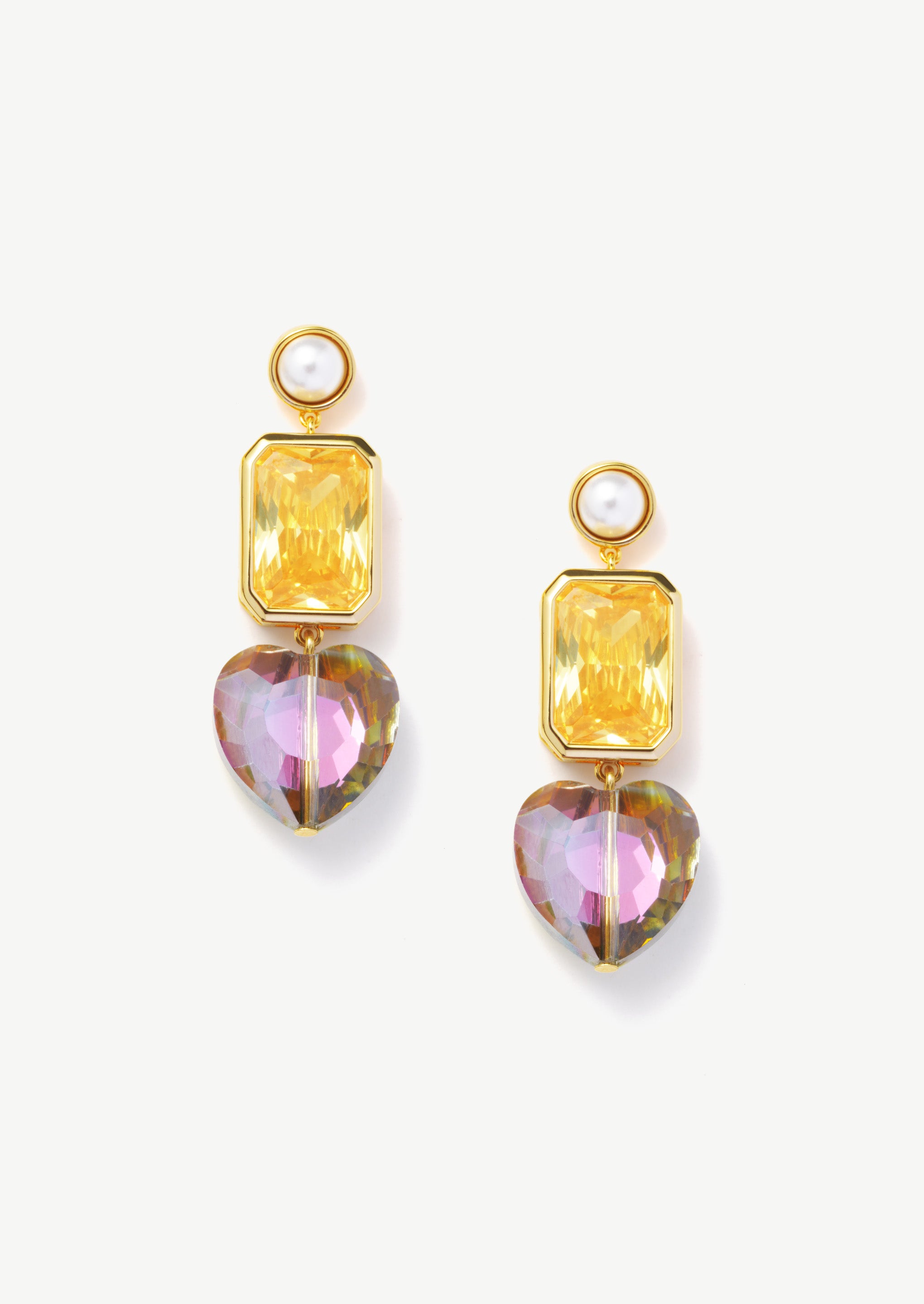 Gemstone Heart Drop Earrings