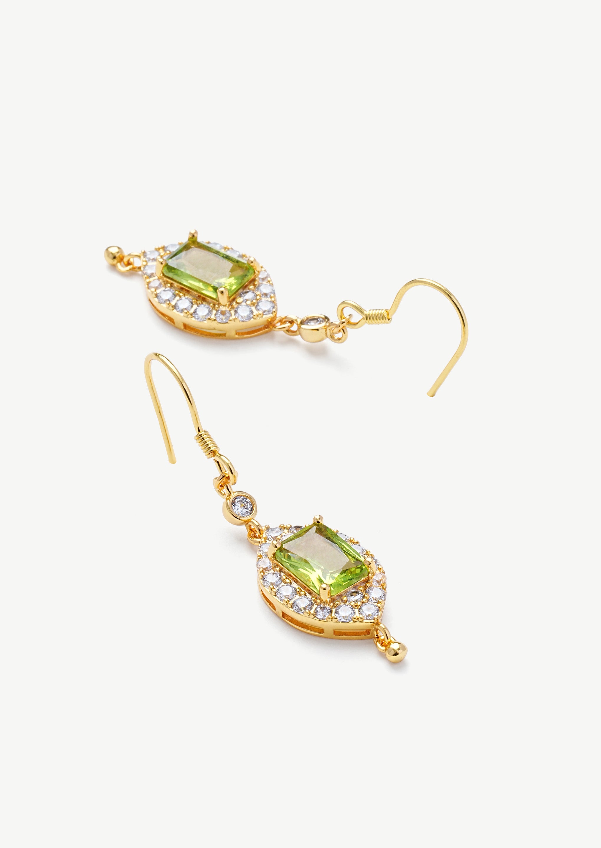 Square Gemstone Drop Earrings