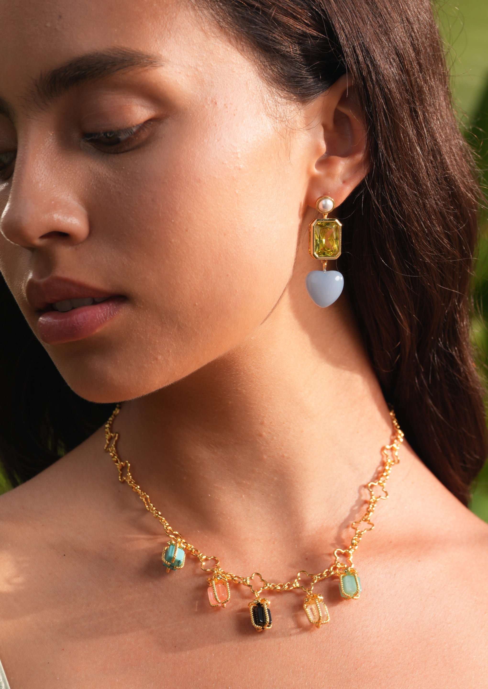 Square Heart Drop Earrings