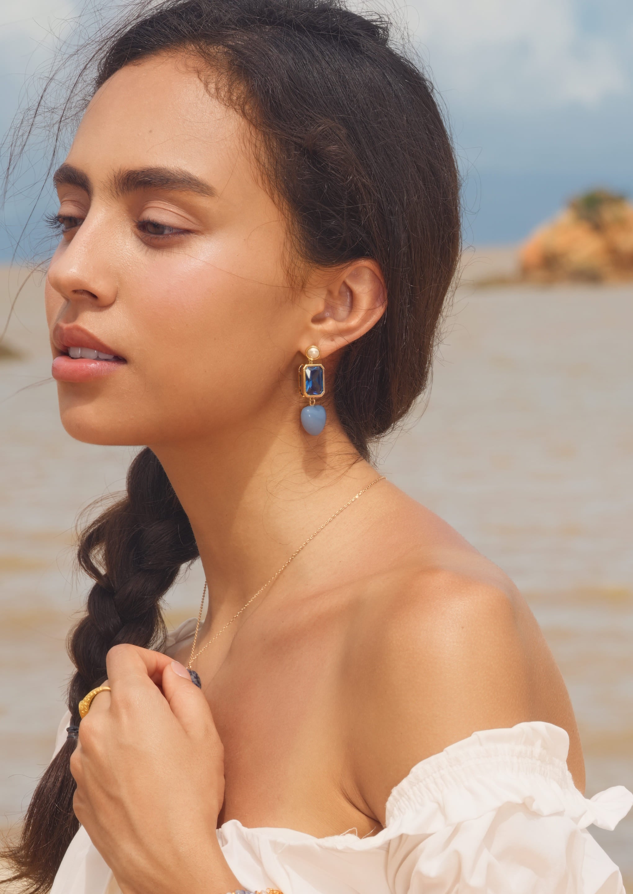 Square Heart Drop Earrings