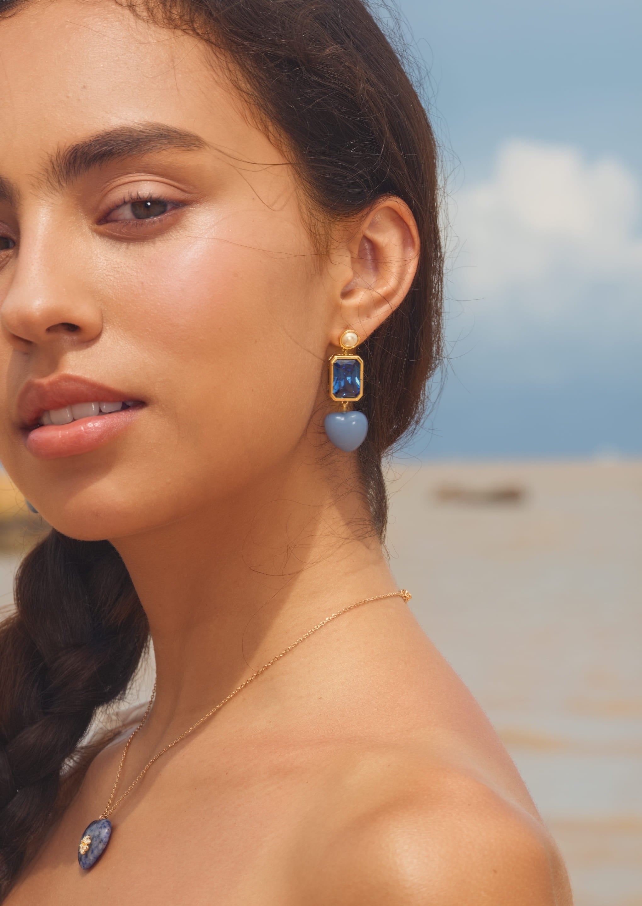 Square Heart Drop Earrings