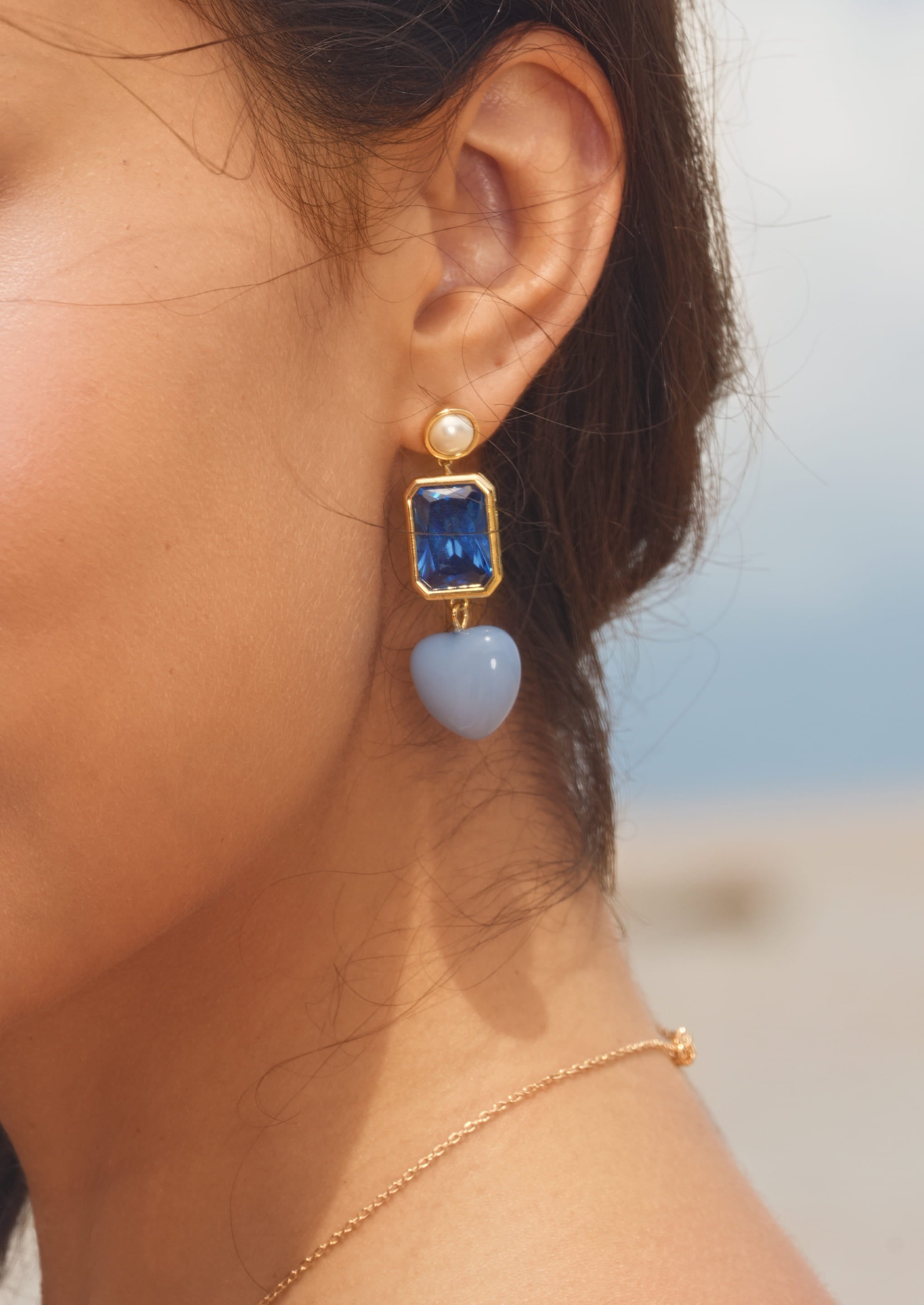 Square Heart Drop Earrings