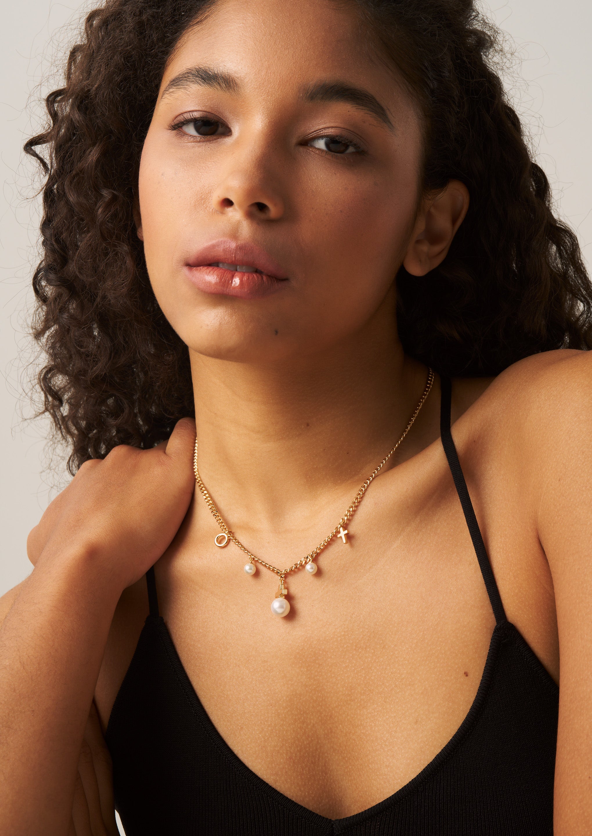 Cross Pearl Charm Necklace