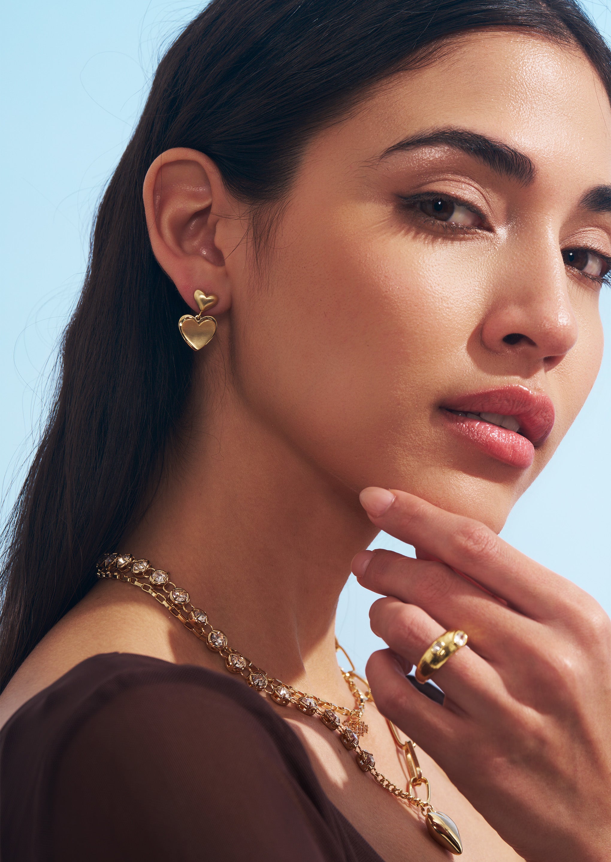 Double Heart Stud Earrings