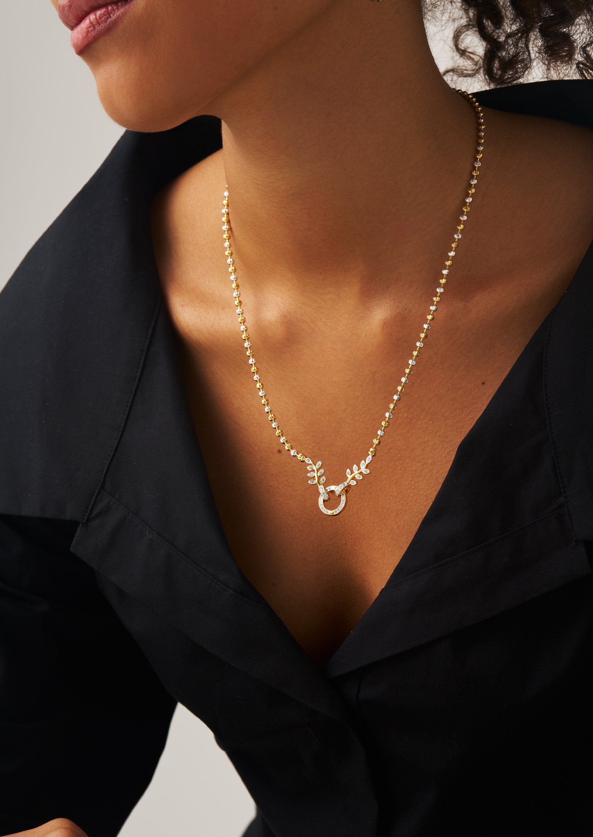 Leaf Hoop Pendant Necklace