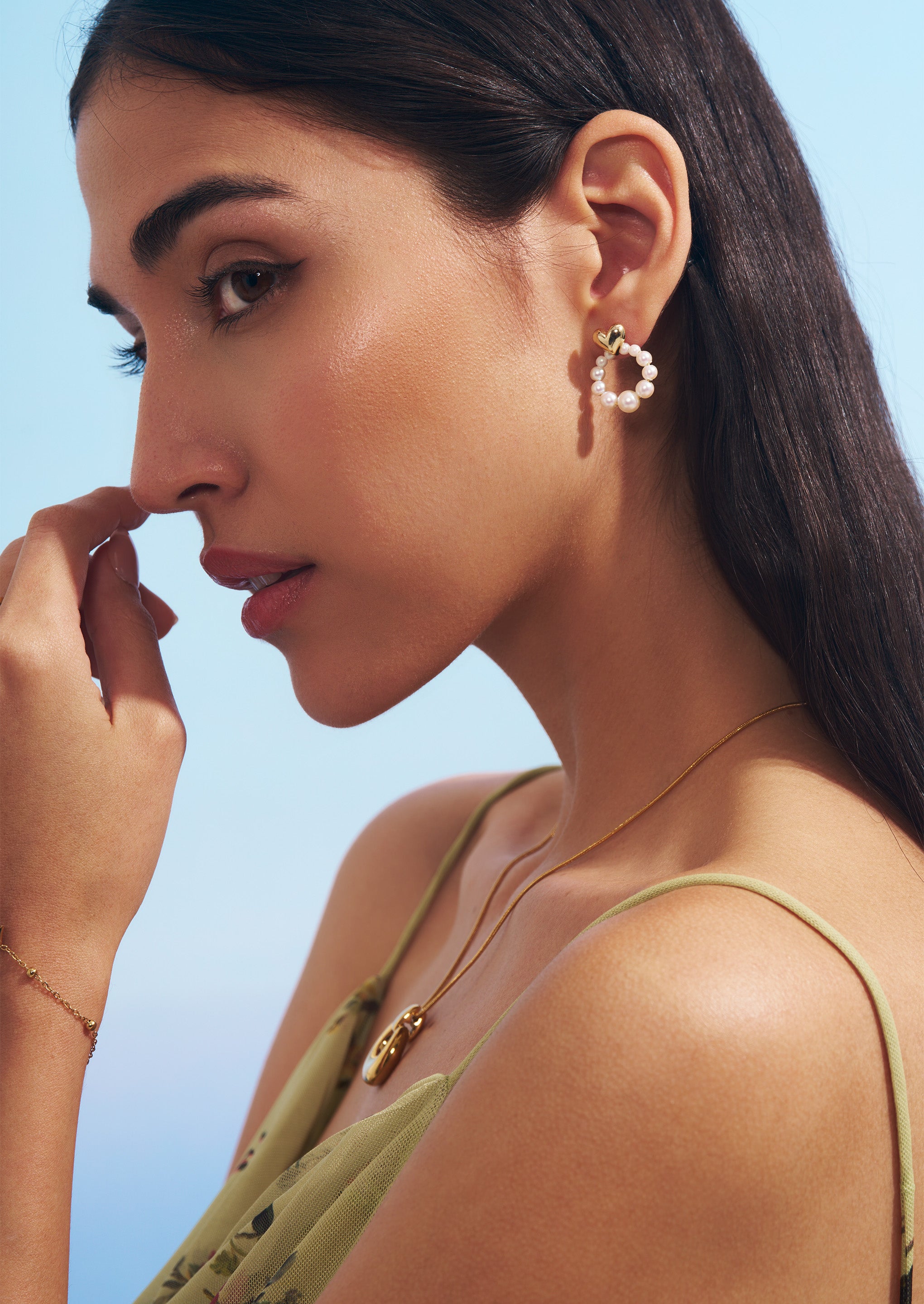 Heart Pearl Hoop Earrings