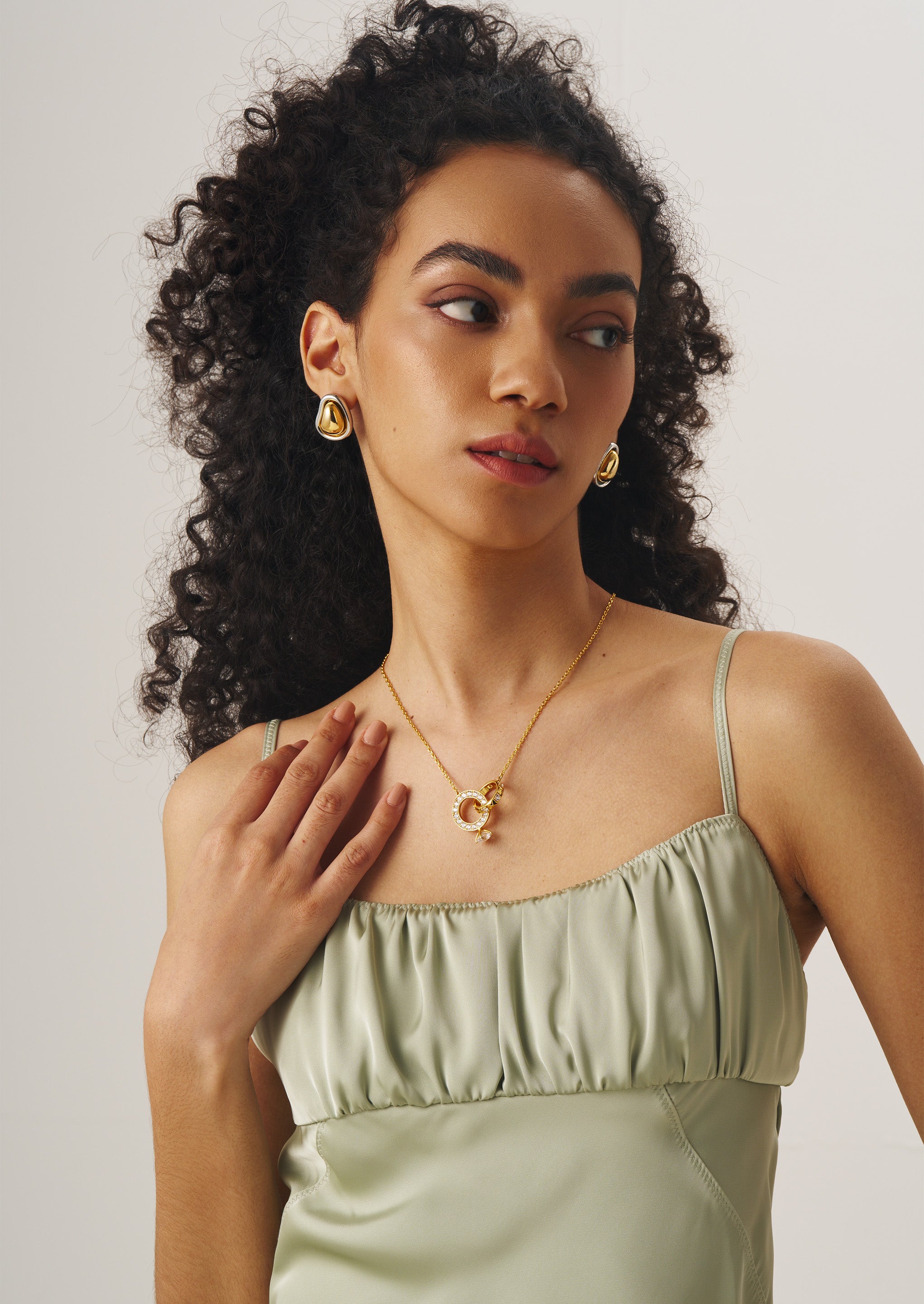 Interlocking Hoop Pendant Necklace