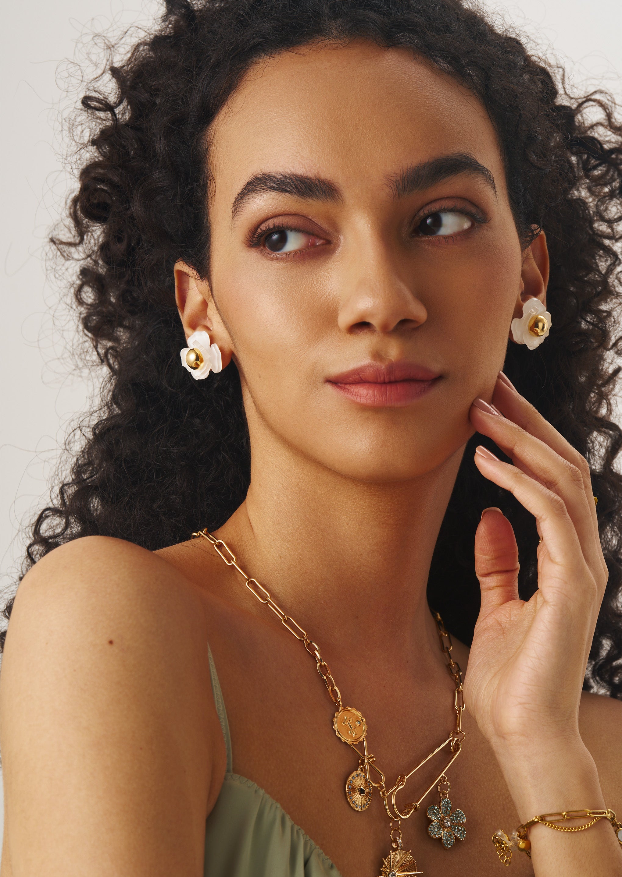 Flower Translucent Gold Earrings