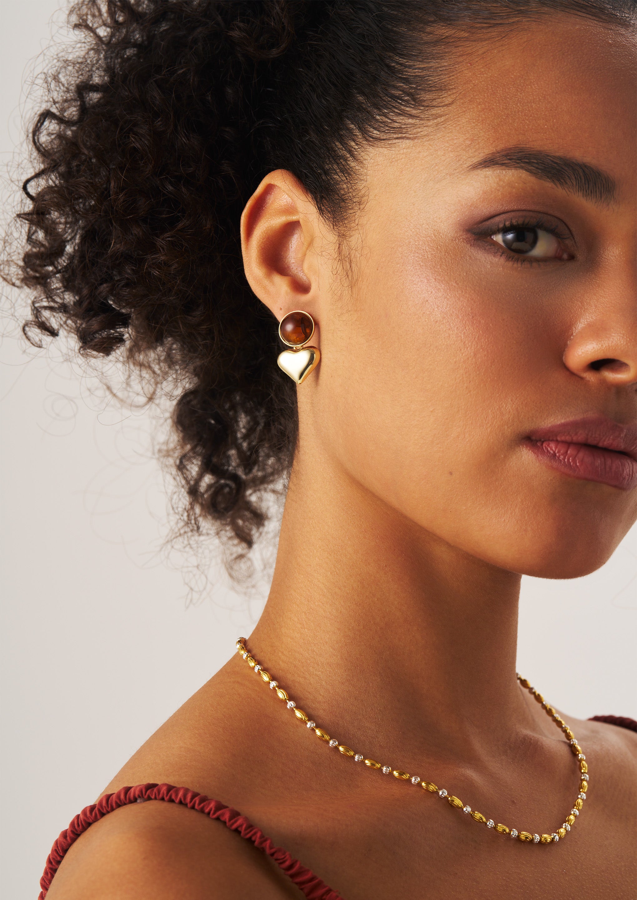 Round Heart Drop Earrings