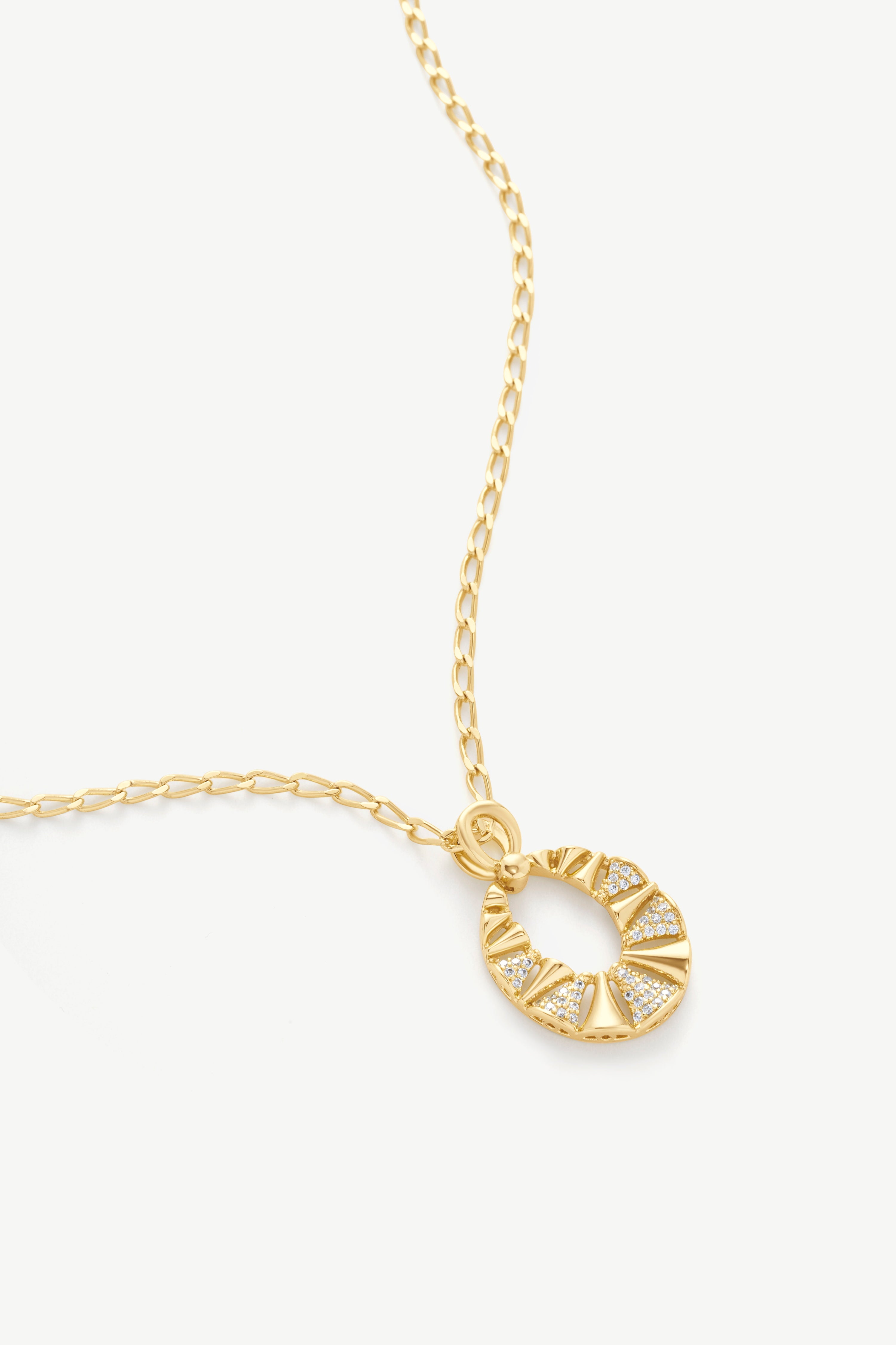 Pave Round Pendant Necklace