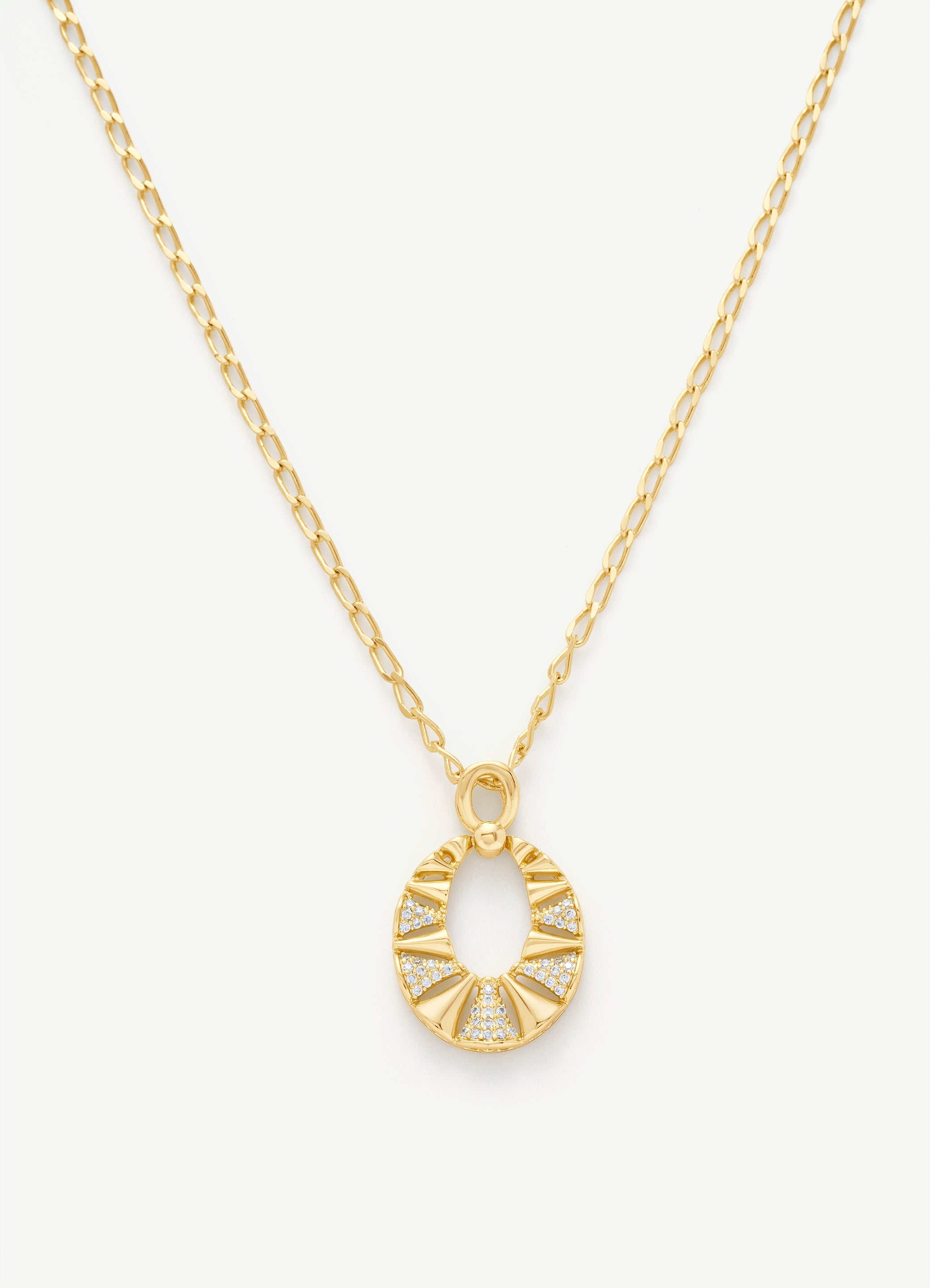 Pave Round Pendant Necklace