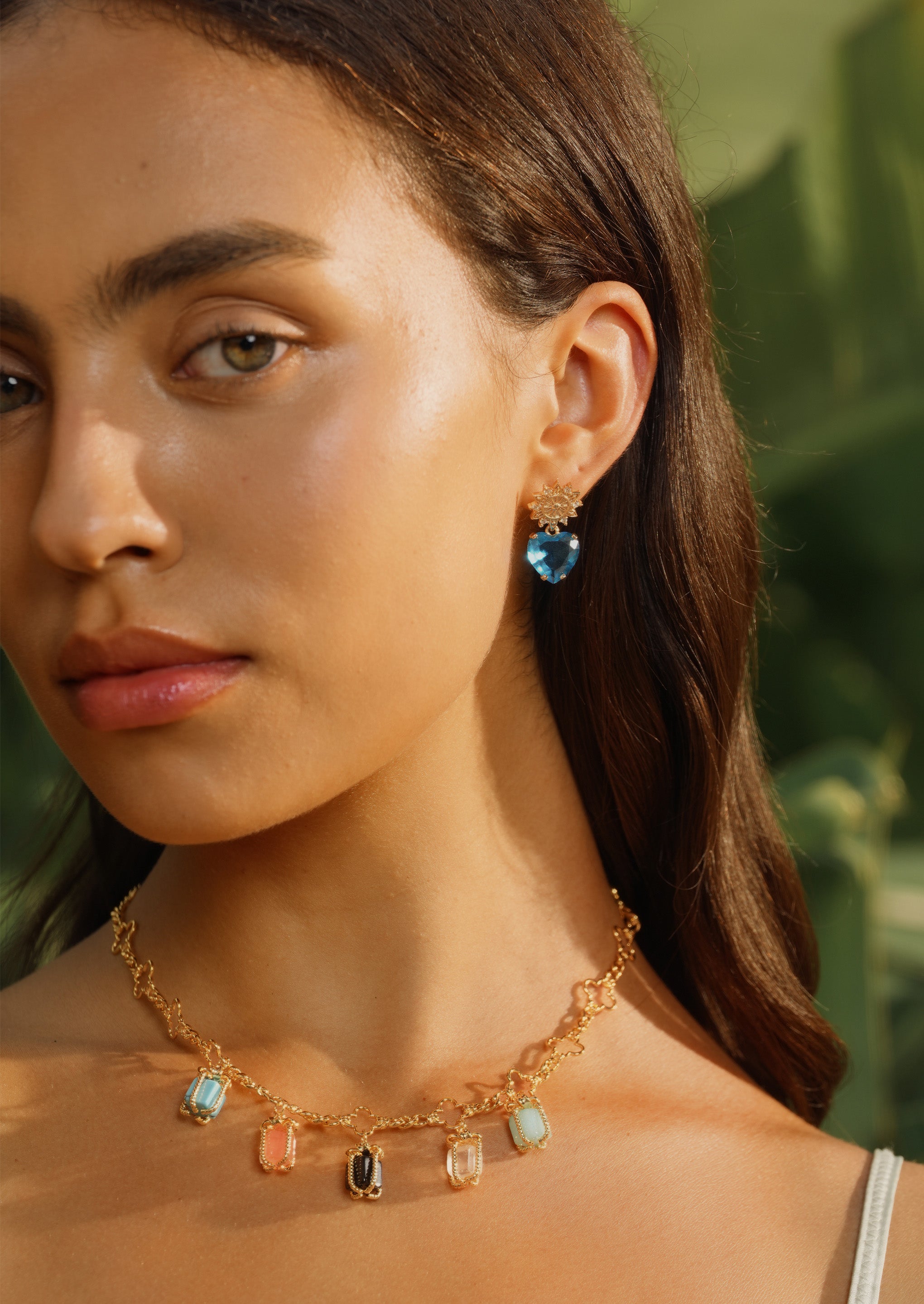 Sunburst Heart Drop Earrings