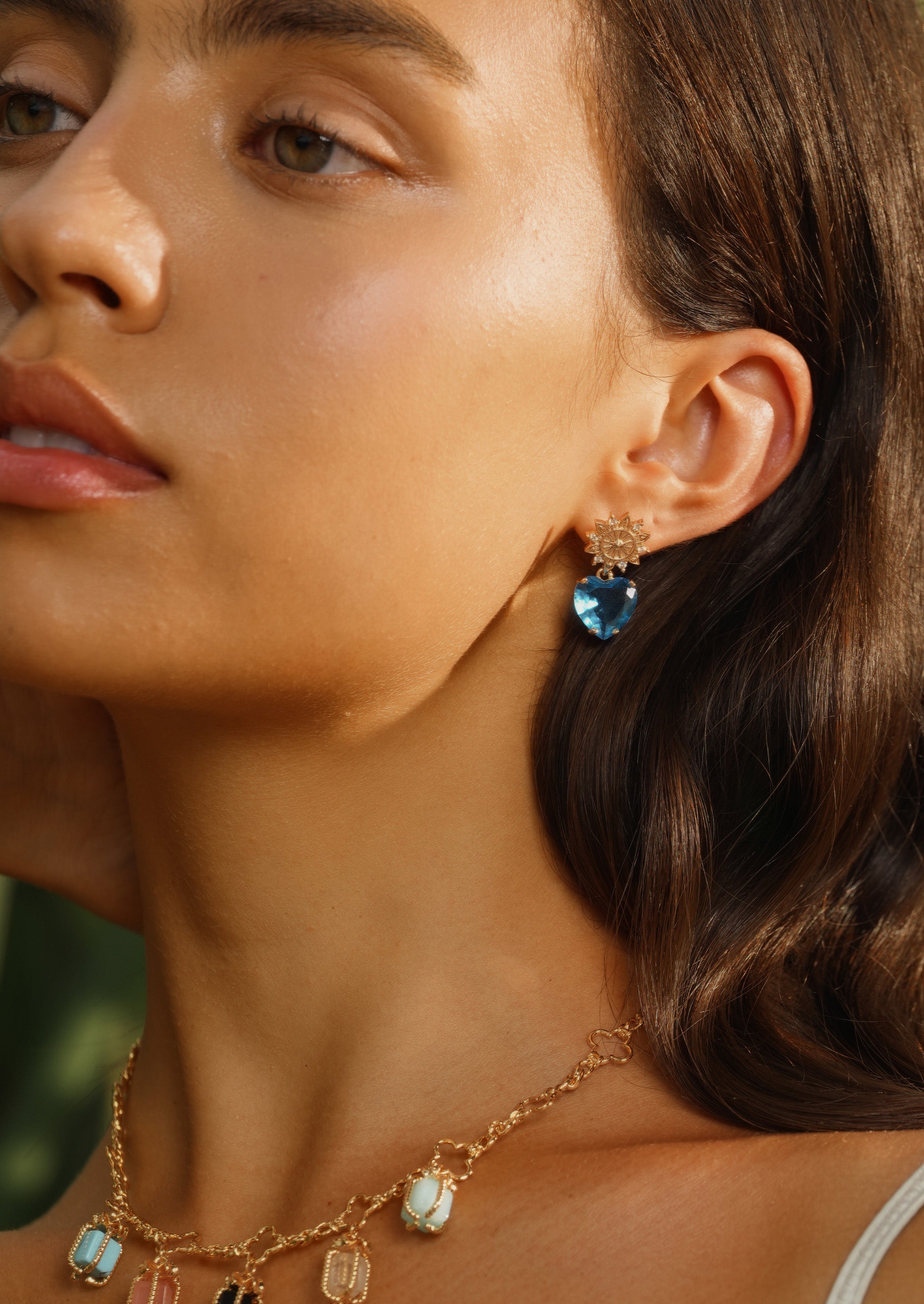 Sunburst Heart Drop Earrings