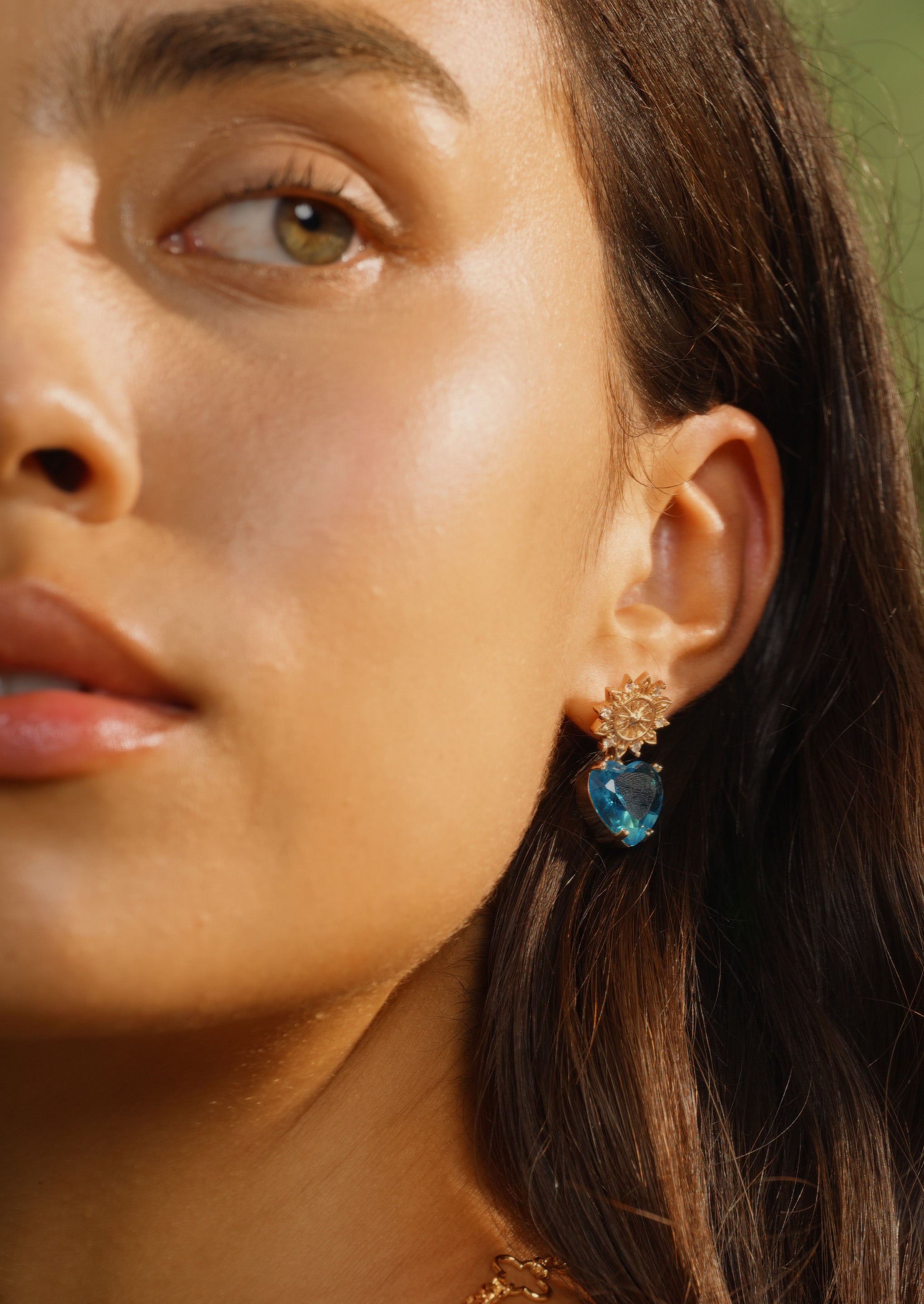 Sunburst Heart Drop Earrings