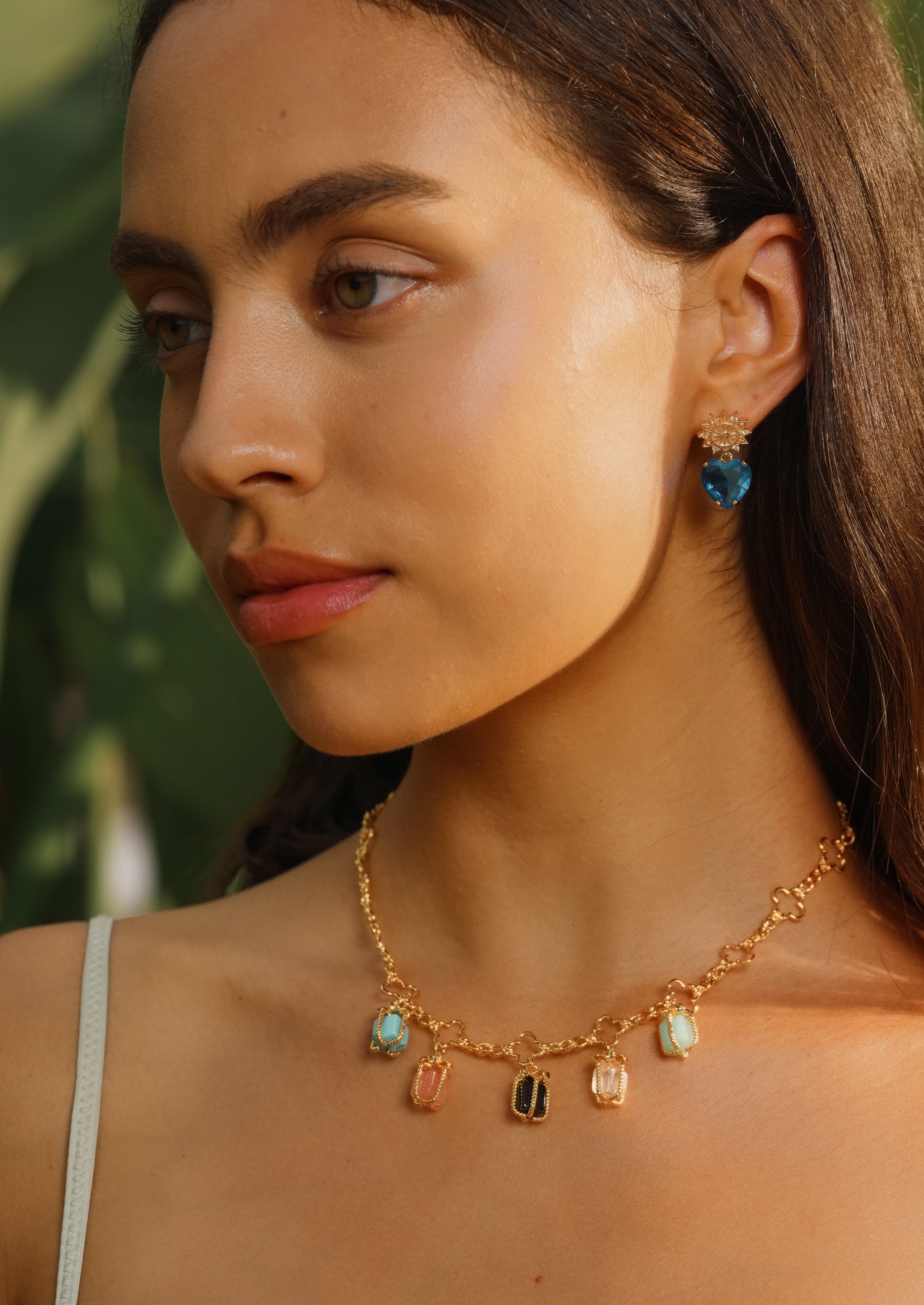 Sunburst Heart Drop Earrings